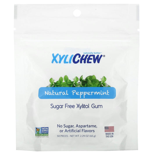 XyliDENT, Sugar Free Xylitol Gum, Natural Peppermint, 50 Pieces, 2.29 oz (65 g) - Image 1