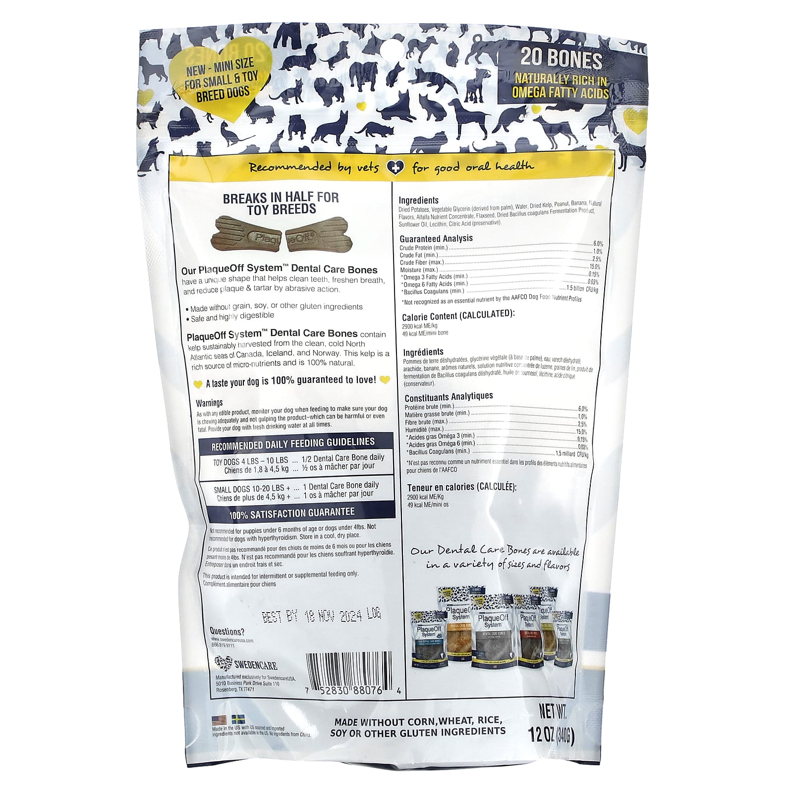 ProDen, PlaqueOff System, Mini Dental Care Bones, For Small & Toy Breed Dogs, Peanut Butter & Banana, 20 Bones, 12 oz (340 g) - Image 2