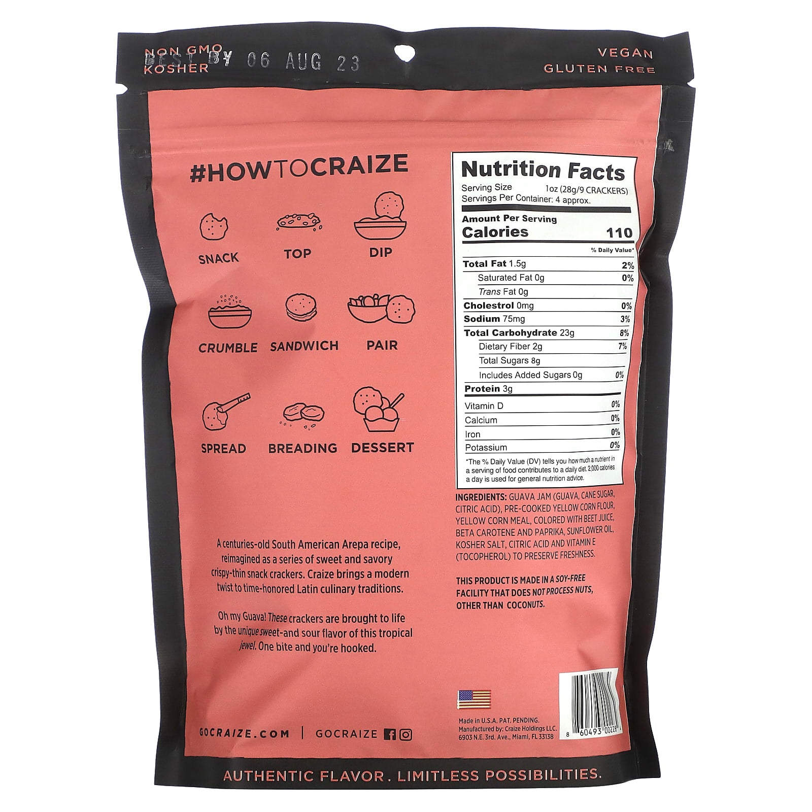 Guava Craize Toasted Corn Snack Crackers - Gluten Free & Vegan - Image 2