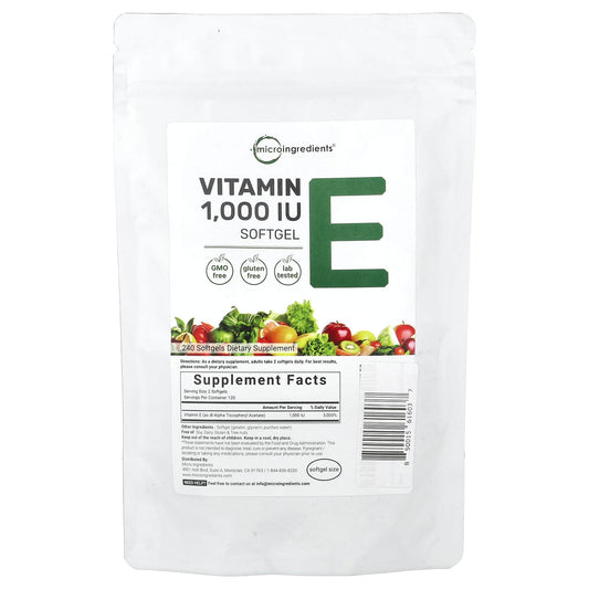 Micro Ingredients, Vitamin E, 240 Softgels (500 IU per Softgel) - Image 1