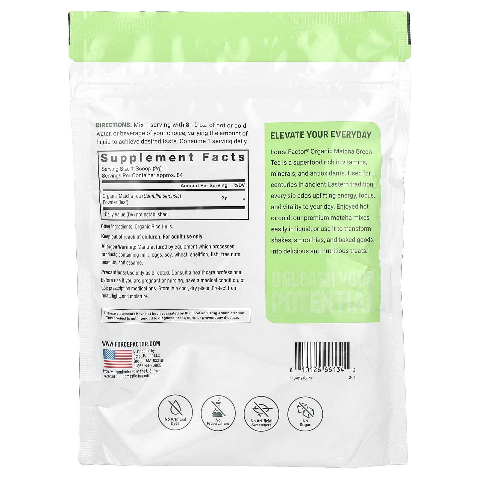 Force Factor, Organic Matcha Green Tea Powder, 5.96 oz (169 g)