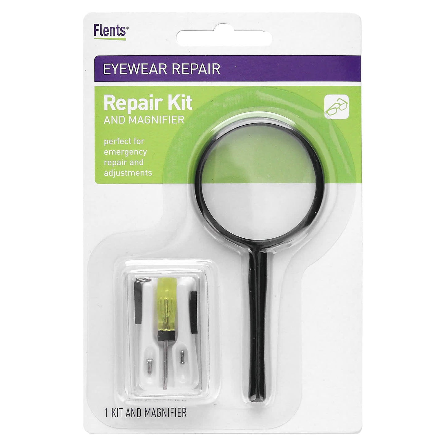 Flents Eyewear Repair Kit and Magnifier 2-Count Emergency Fix - Image 1