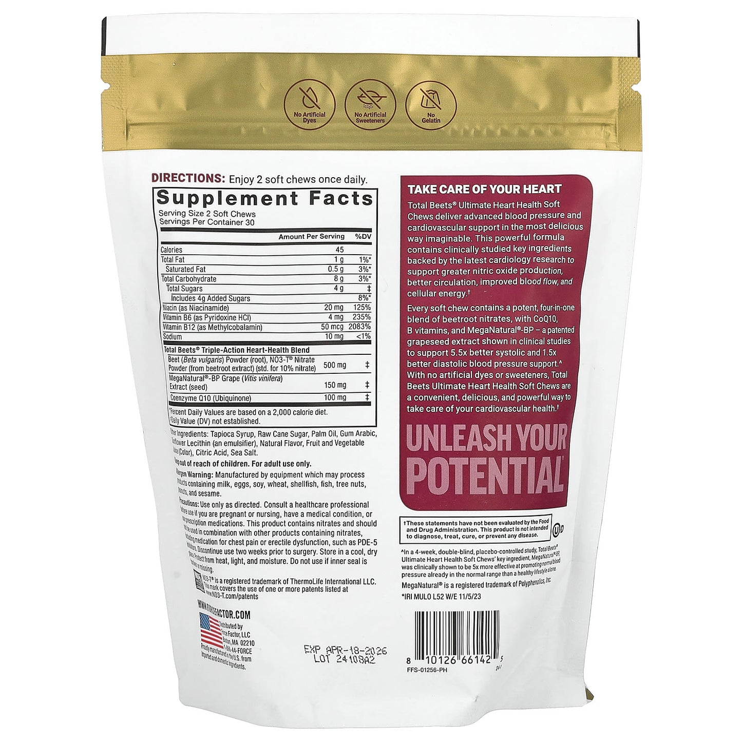 Total Beets with CoQ10 for Ultimate Heart Health - 60 Soft Chews - Image 2