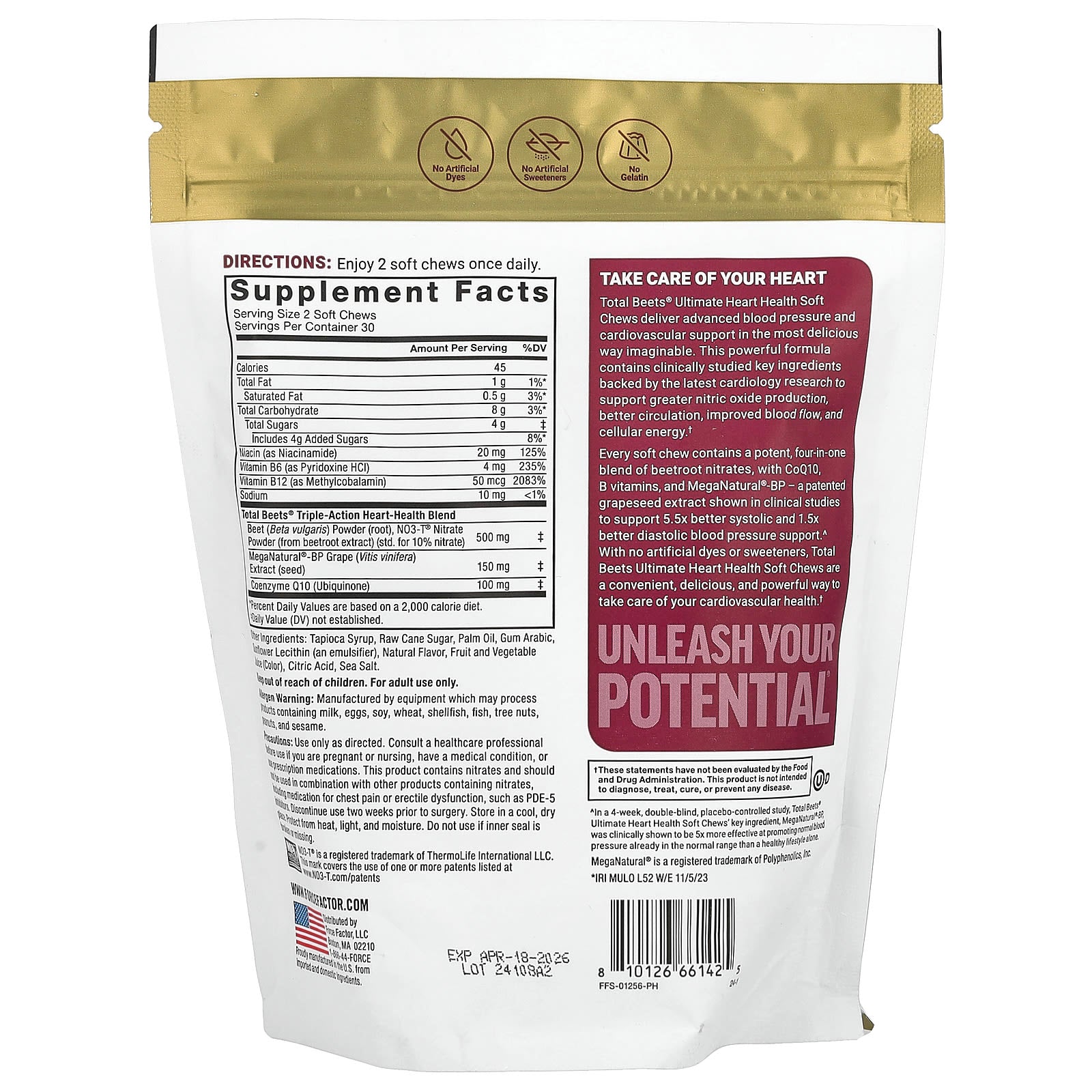 Total Beets with CoQ10 for Ultimate Heart Health - 60 Soft Chews - Image 2