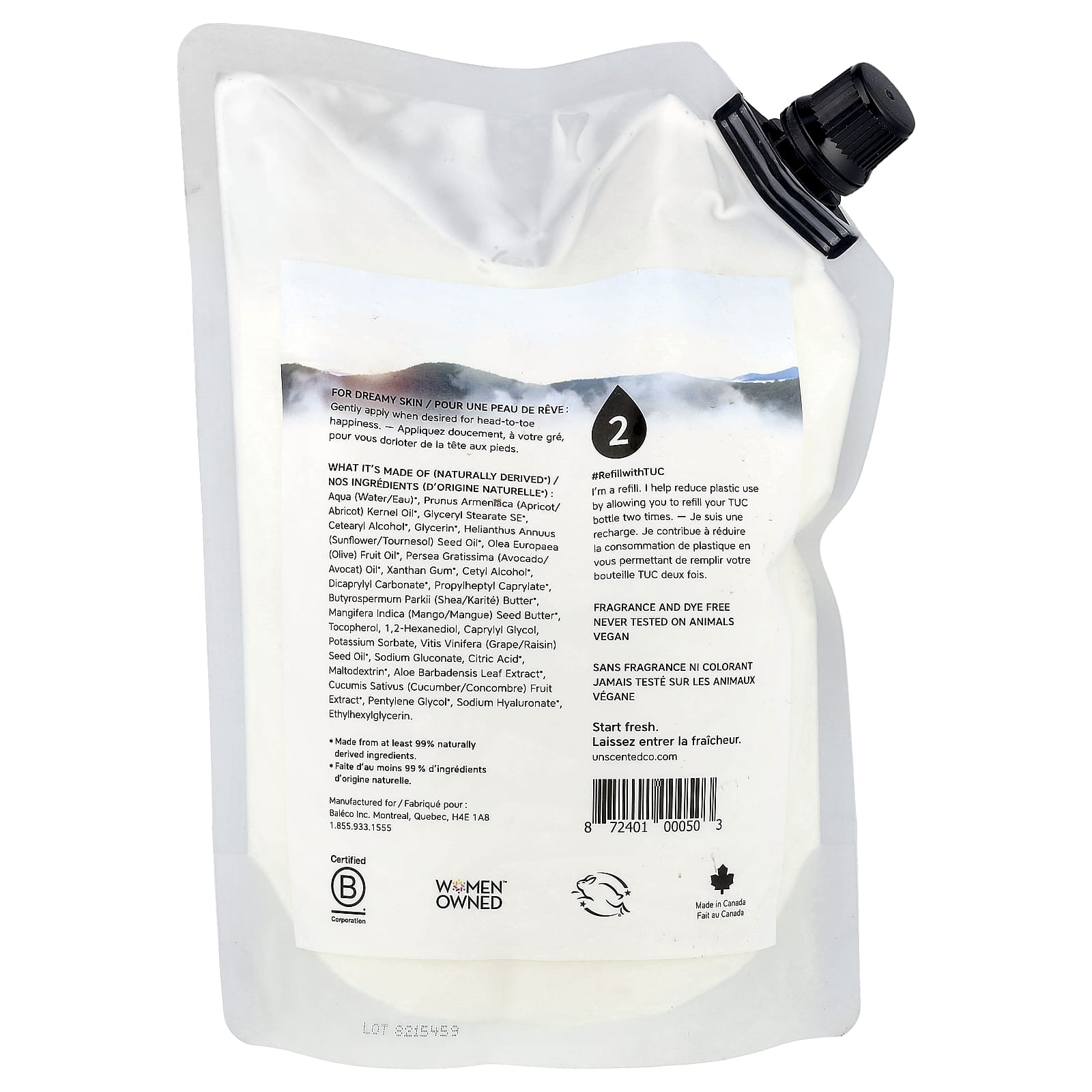 The Unscented Company, Lotion, Hands + Body, Refill, Fragrance Free, 33.8 fl oz (1 l) - Image 2