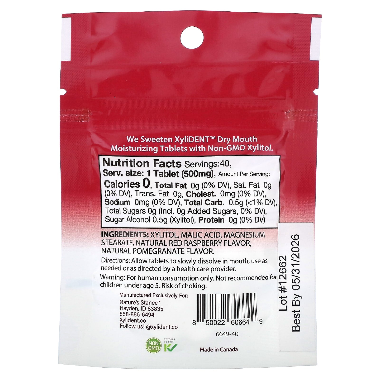 XyliDENT, Dry Mouth Moisturizing Tablets with Xylitol, Pomegranate Raspberry , 40 Tablets, 0.70 oz (20 g) - Image 2