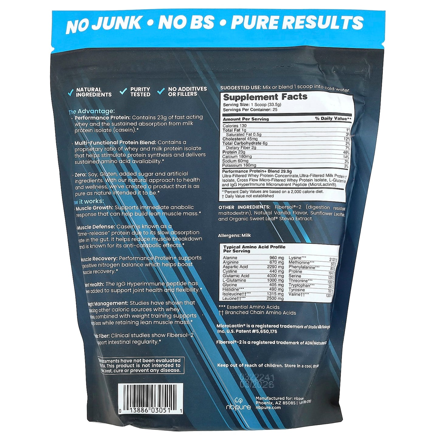 NB Pure, Performance Protein+, Vanilla, 1.8 lbs (837.5 g) - Image 2