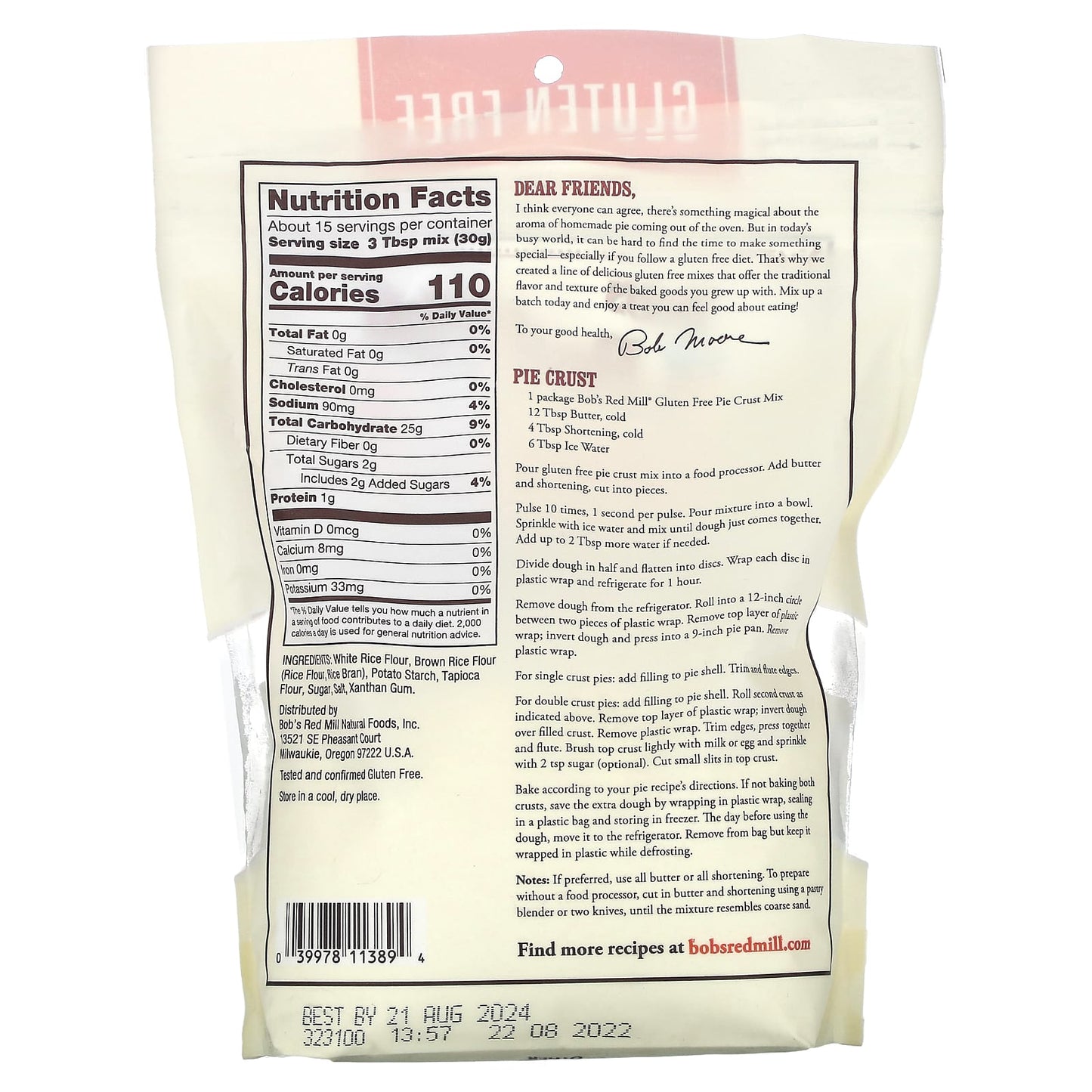 Gluten-Free Pie Crust Mix by Bob's Red Mill, 16 oz (454g) - Image 2