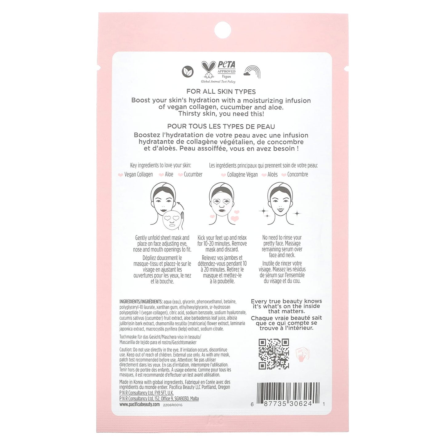 Pacifica, Hydrate & Plump Beauty Facial Mask, Vegan Collagen, 1 Sheet Mask, 0.6 fl oz (18 ml) - Image 2