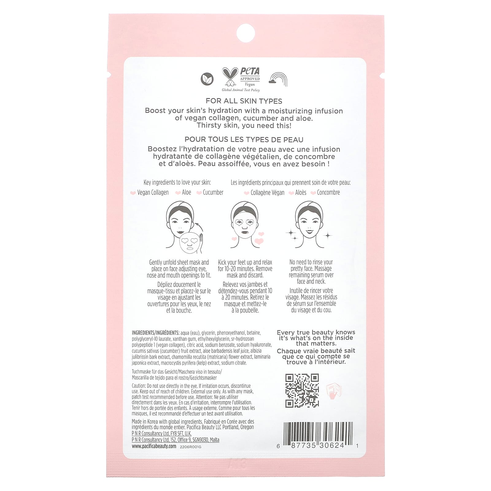 Pacifica, Hydrate & Plump Beauty Facial Mask, Vegan Collagen, 1 Sheet Mask, 0.6 fl oz (18 ml) - Image 2
