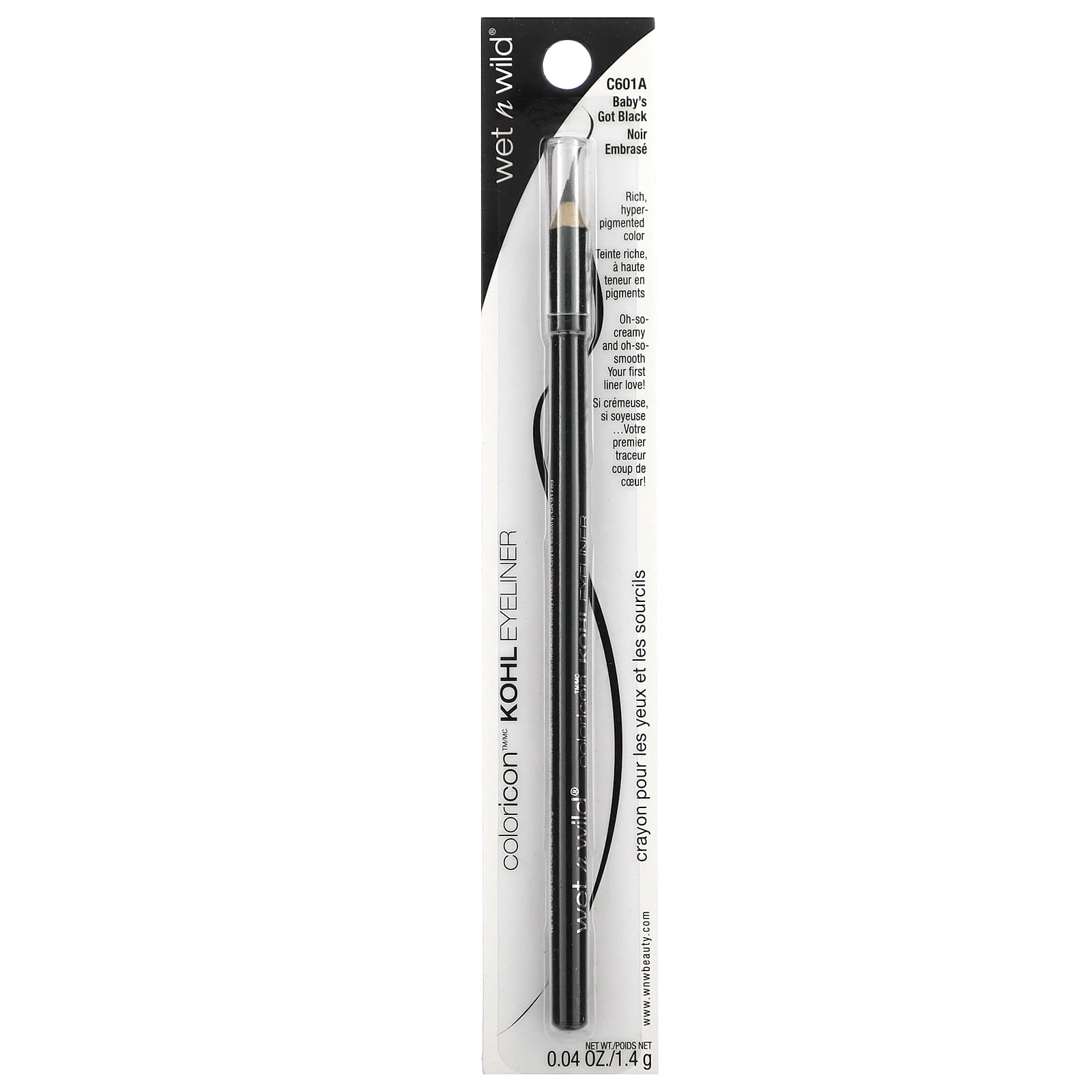 wet n wild, Color Icon, Kohl Eyeliner, 601A Baby's Got Black, 0.04 oz (1.4 g) - Image 2