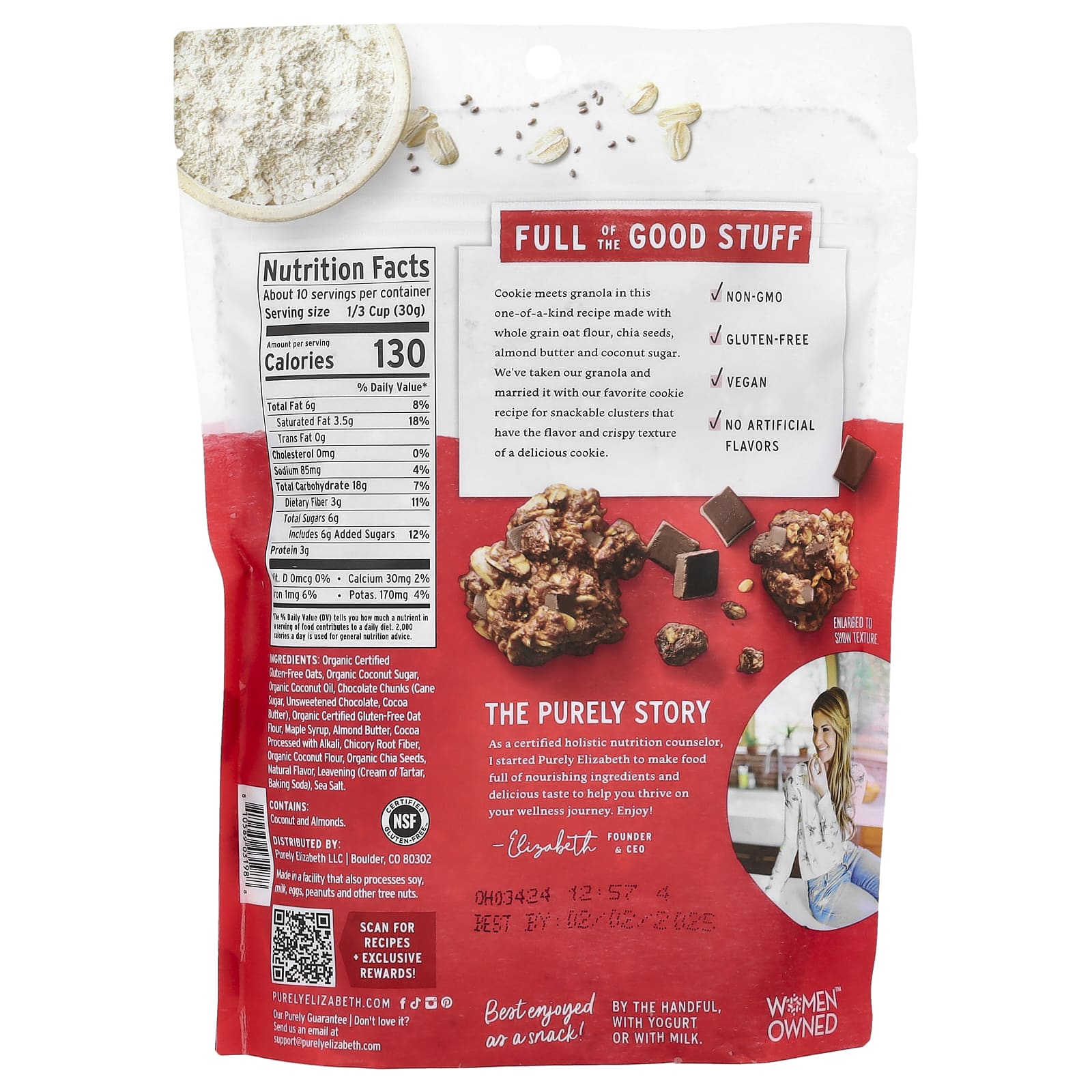 Purely Elizabeth, Cookie Granola, Double Chocolate, 11 oz (312 g) - Image 2