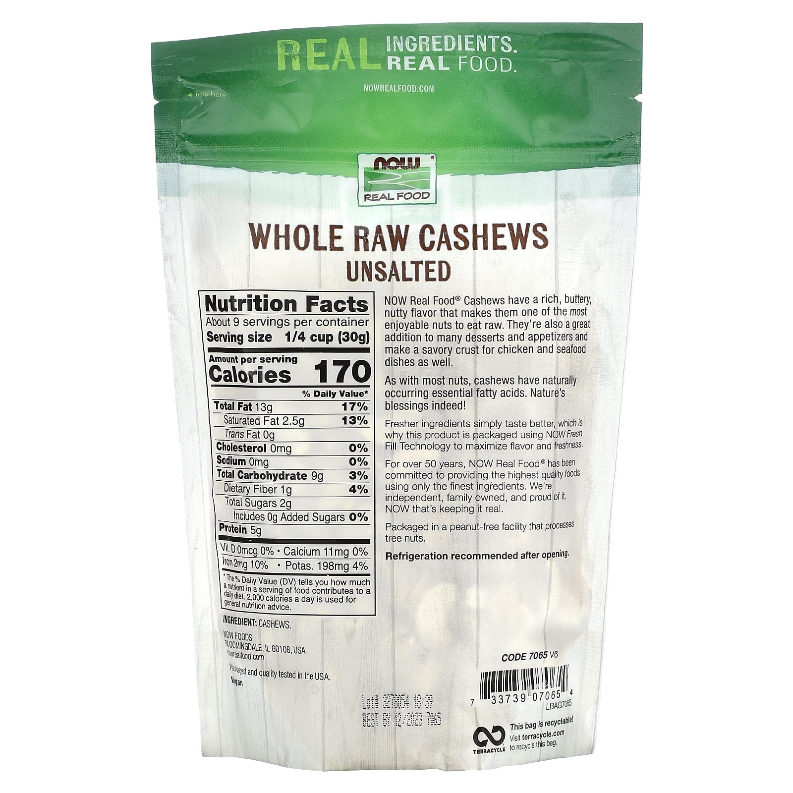 NOW Foods, Real Food, Whole, Raw Cashews, Unsalted, 10 oz (284 g) - Image 2