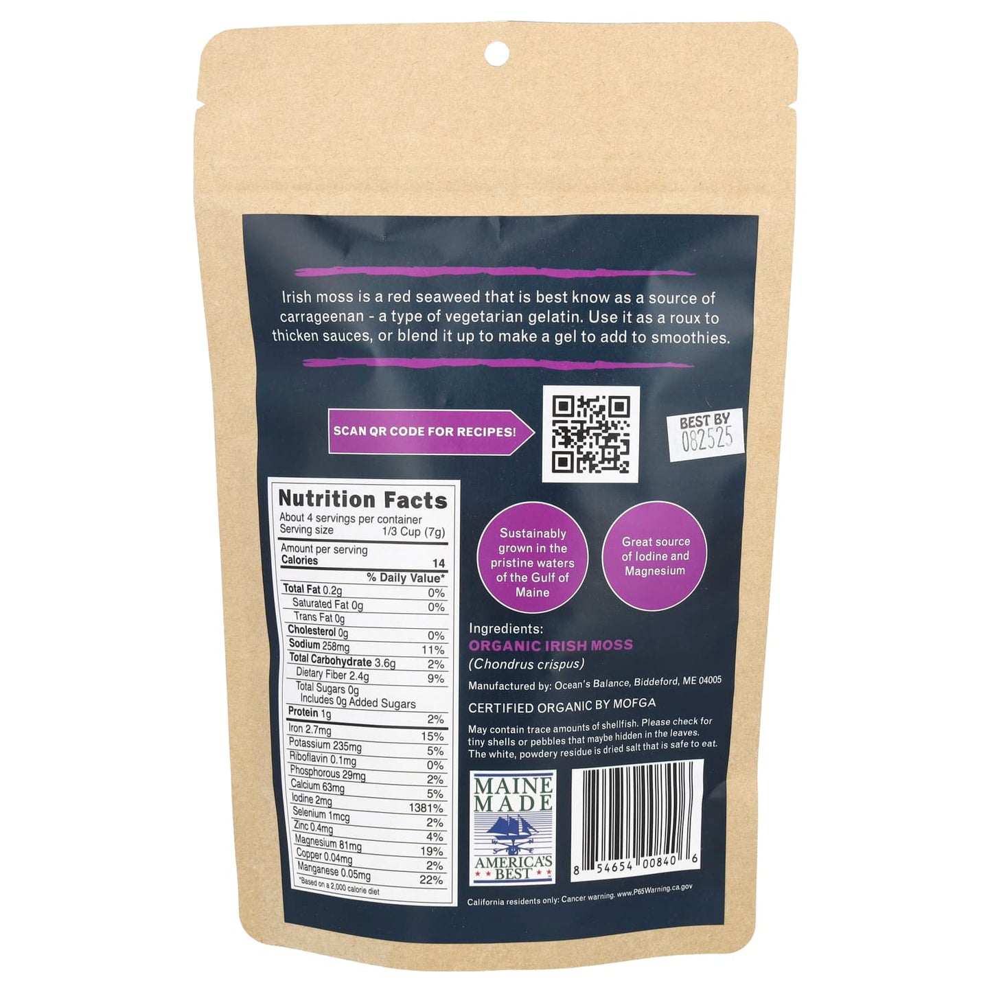 Ocean's Balance, Organic Whole Leaf Irish Moss, 1 oz (28 g) - Image 2