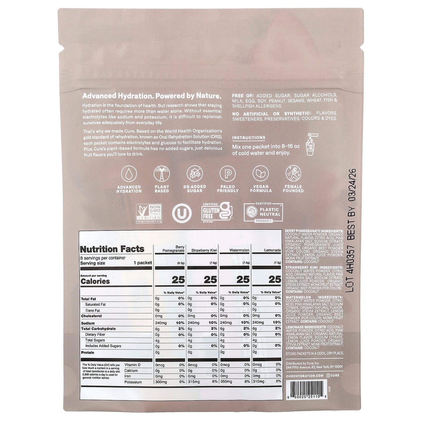 Stay Hydrated with Cure Hydration Electrolyte Drink Mix - 8 Packets - Image 2