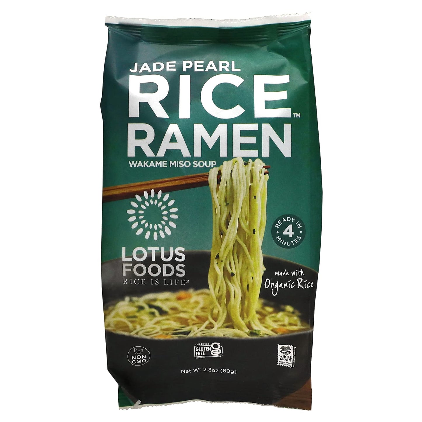 Lotus Foods, Jade Pearl Rice Ramen, Wakame Miso Soup, 2.8 oz (80 g) - Image 1