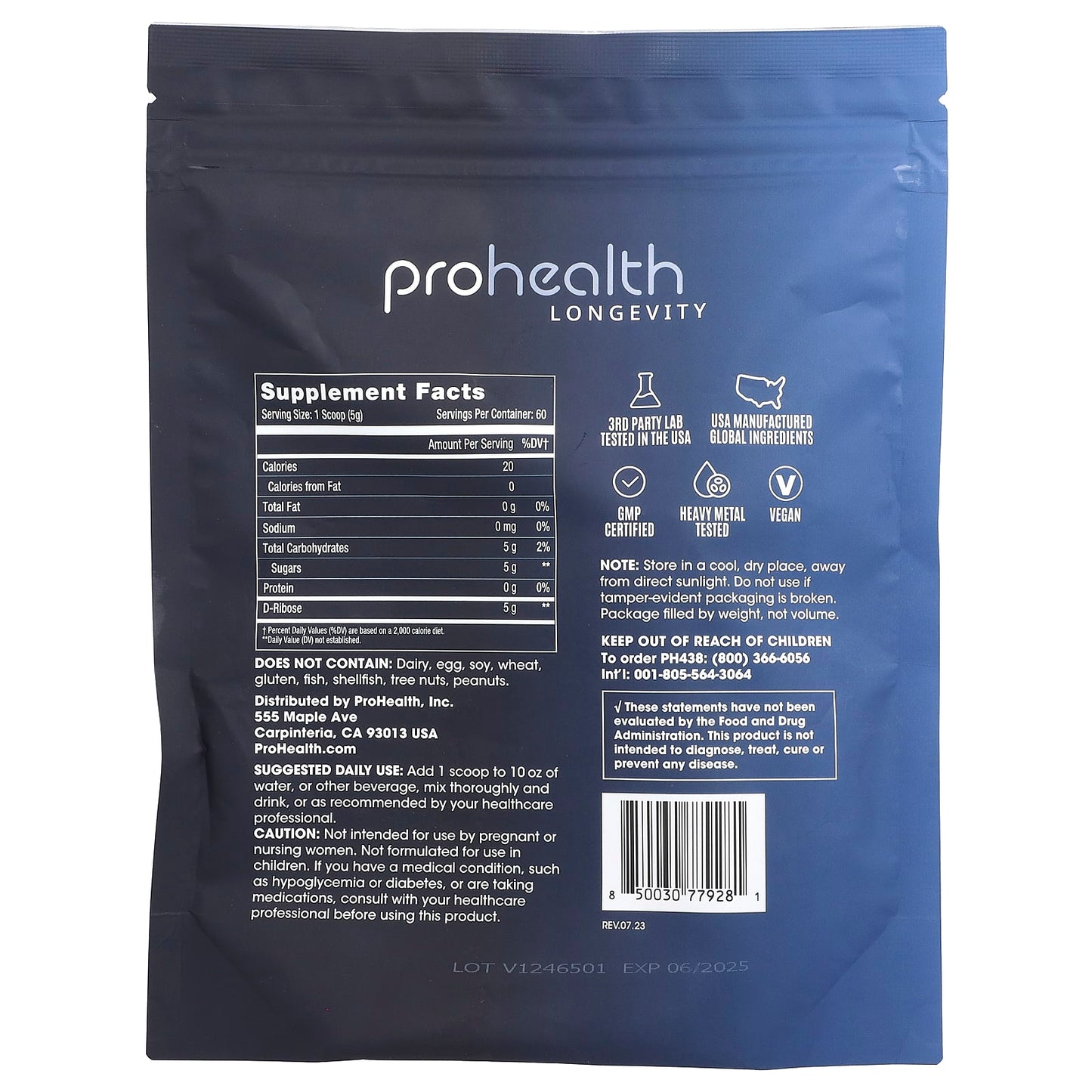 ProHealth Longevity, D-Ribose Pure Powder, 300 g - Image 2