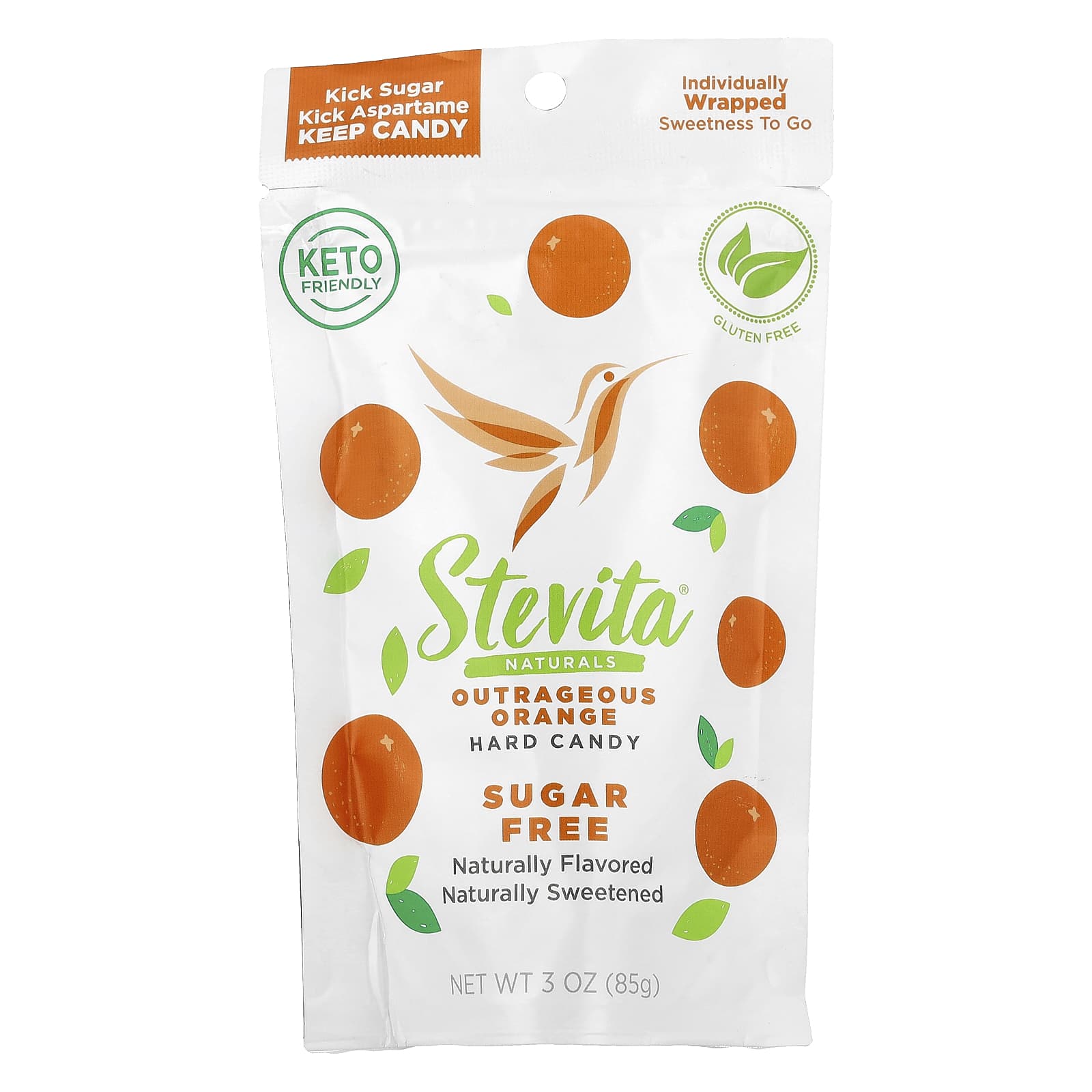 Stevita, Naturals, Sugar Free Hard Candy, Outrageous Orange, 3 oz (85 g) - Image 1
