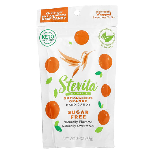 Stevita, Naturals, Sugar Free Hard Candy, Outrageous Orange, 3 oz (85 g) - Image 1