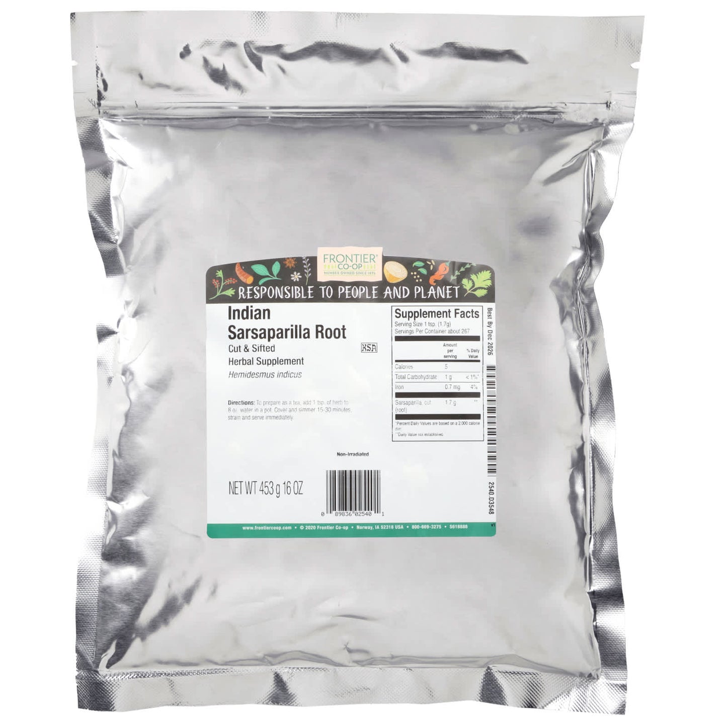 Frontier Co-op Sarsaparilla Root Cut & Sifted - Herbal Supplement - Image 2