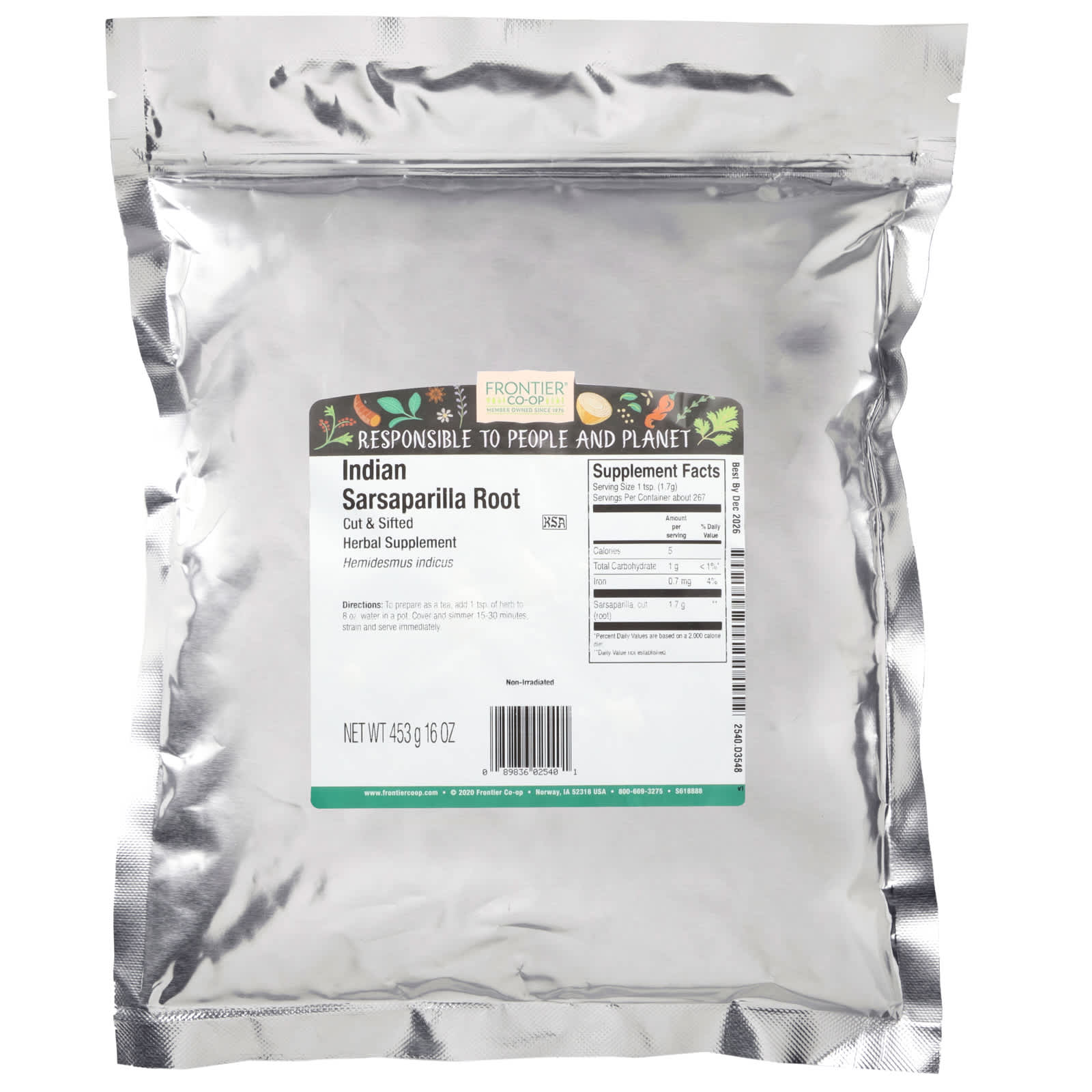 Frontier Co-op Sarsaparilla Root Cut & Sifted - Herbal Supplement - Image 2