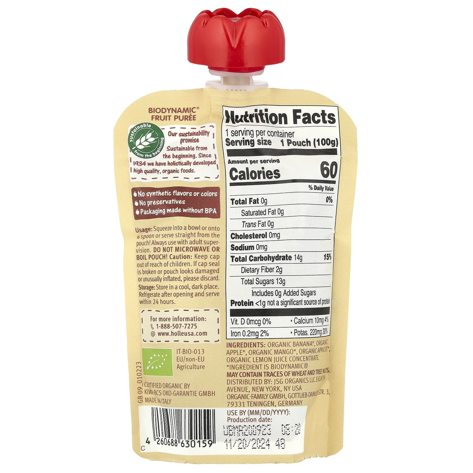 Holle Organic Baby Fruit Puree, Banana Llama, 6+ Months, USDA Organic, Non-GMO - Image 2