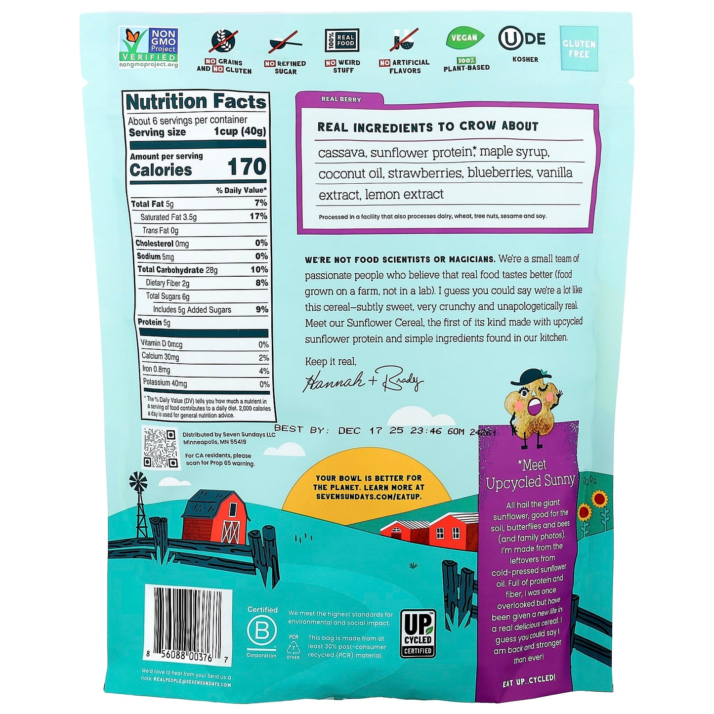 Seven Sundays, Sunflower Cereal, Real Berry, 8 oz (227 g) - Image 2