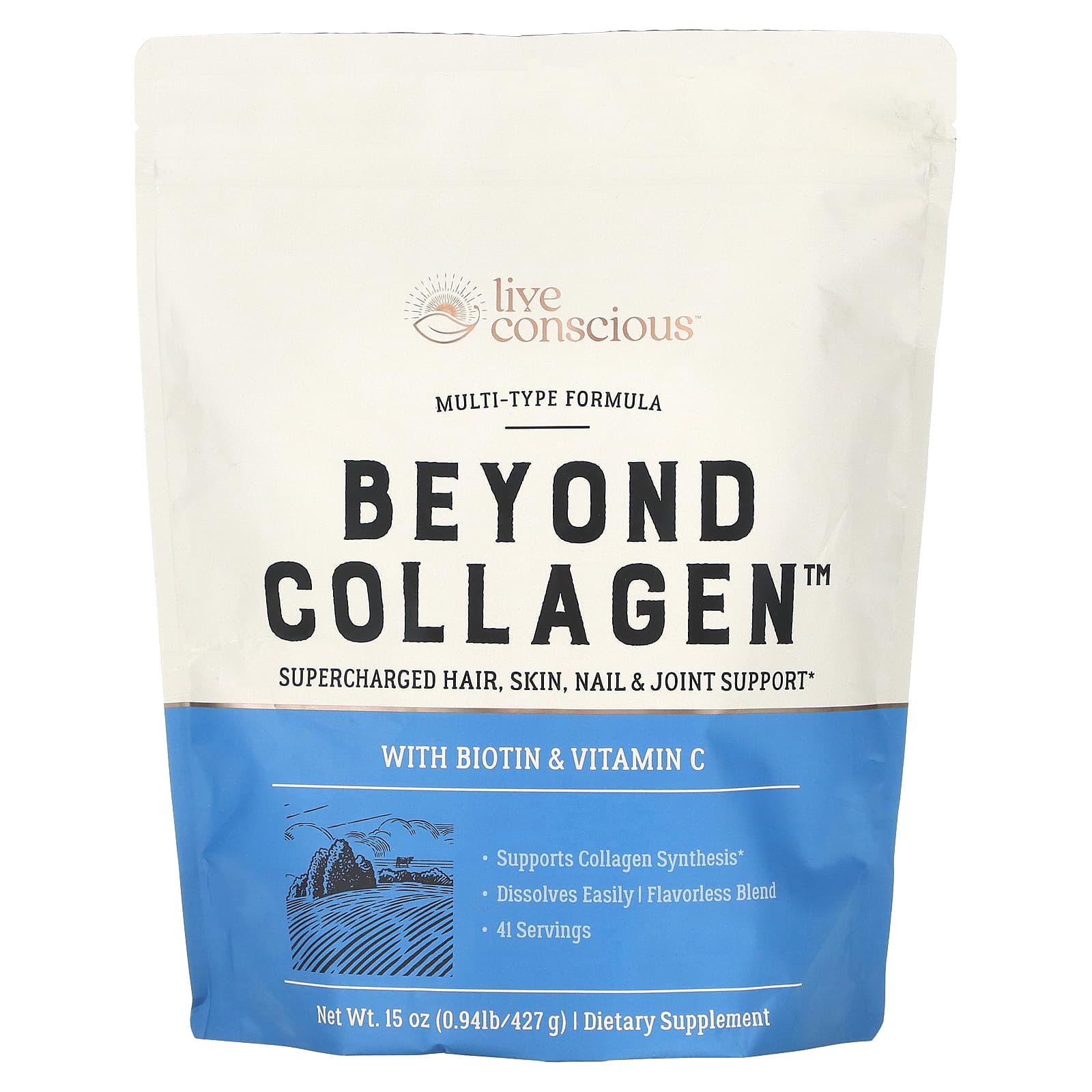 Live Conscious, Beyond Collagen,  With Biotin & Vitamin C, 15 oz (427 g) - Image 1