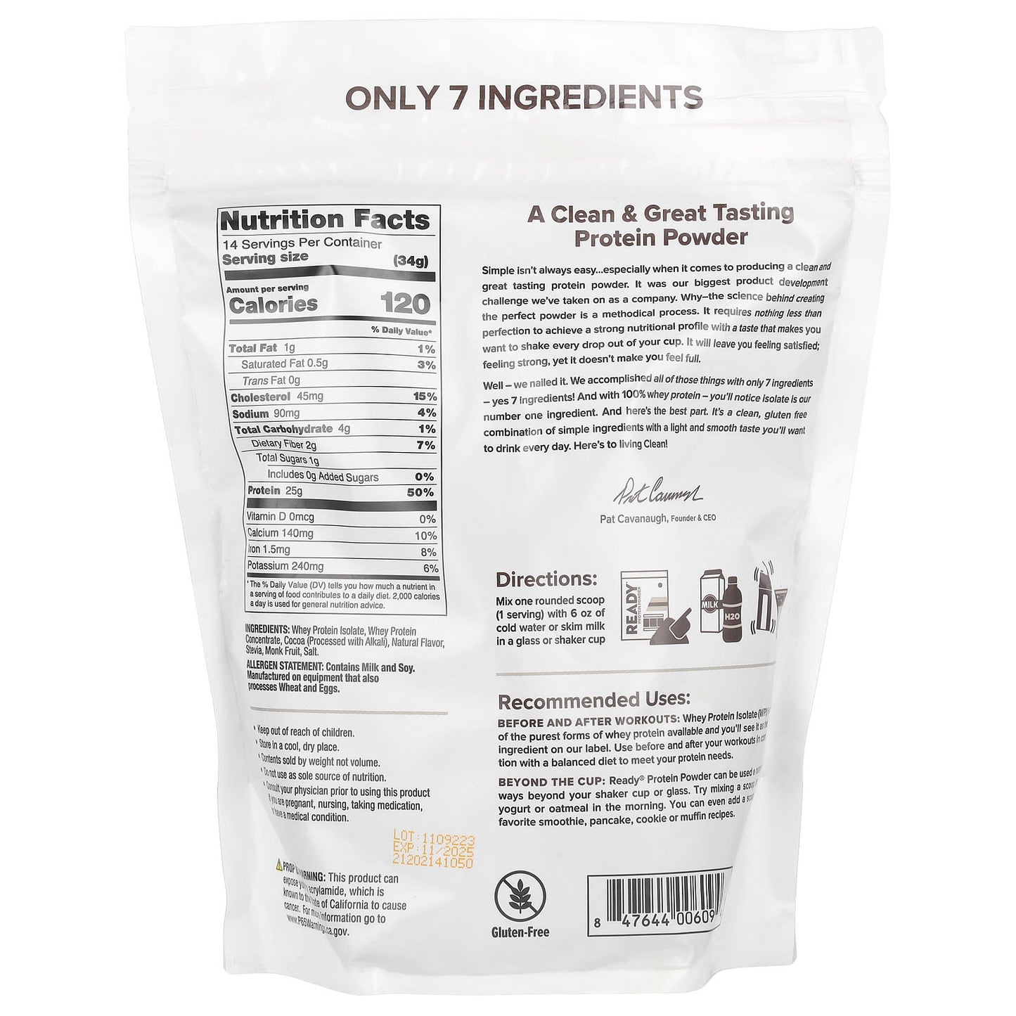 Ready, 100% Whey Protein Powder, Chocolate, 1 lb (476 g) - Image 2