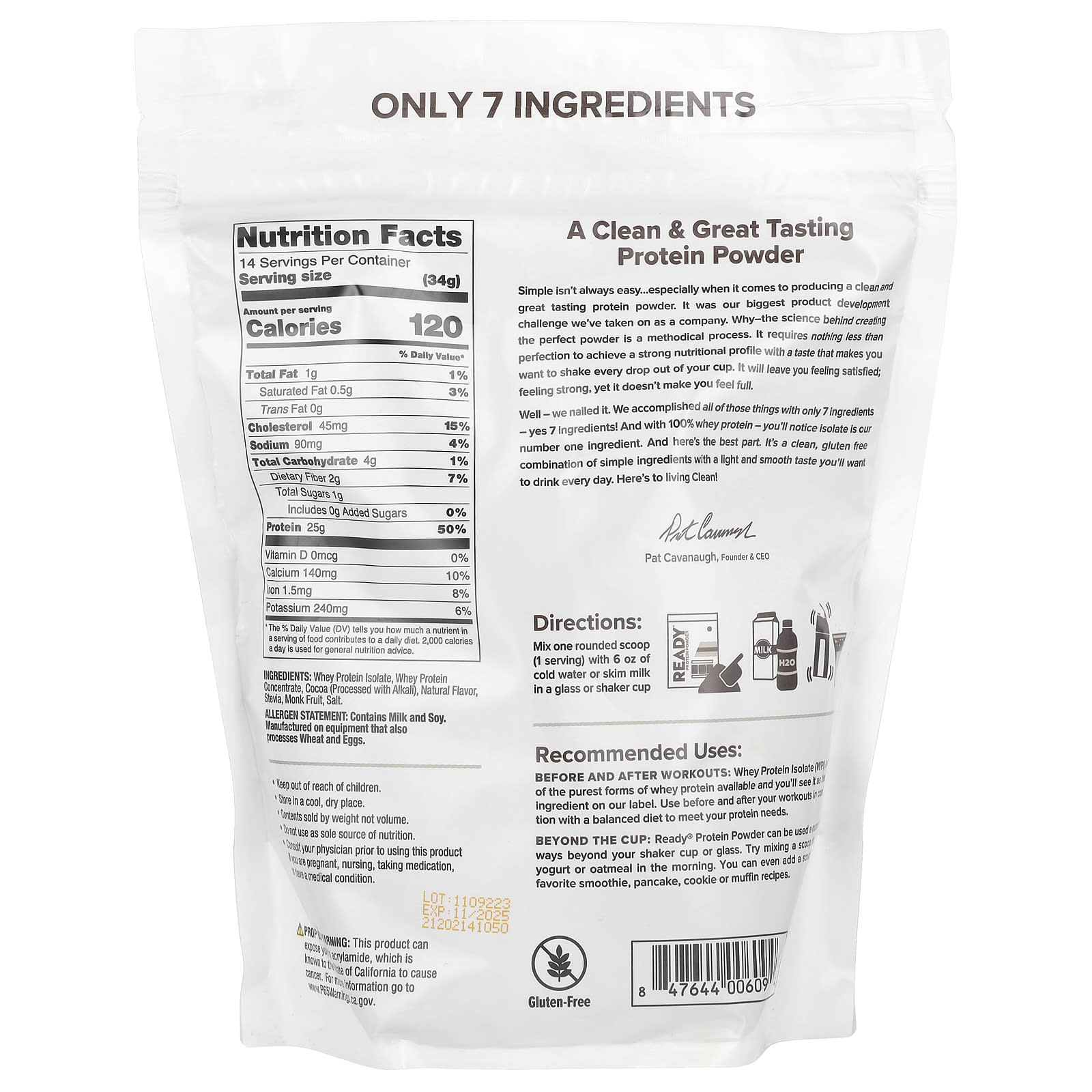 Ready, 100% Whey Protein Powder, Chocolate, 1 lb (476 g) - Image 2