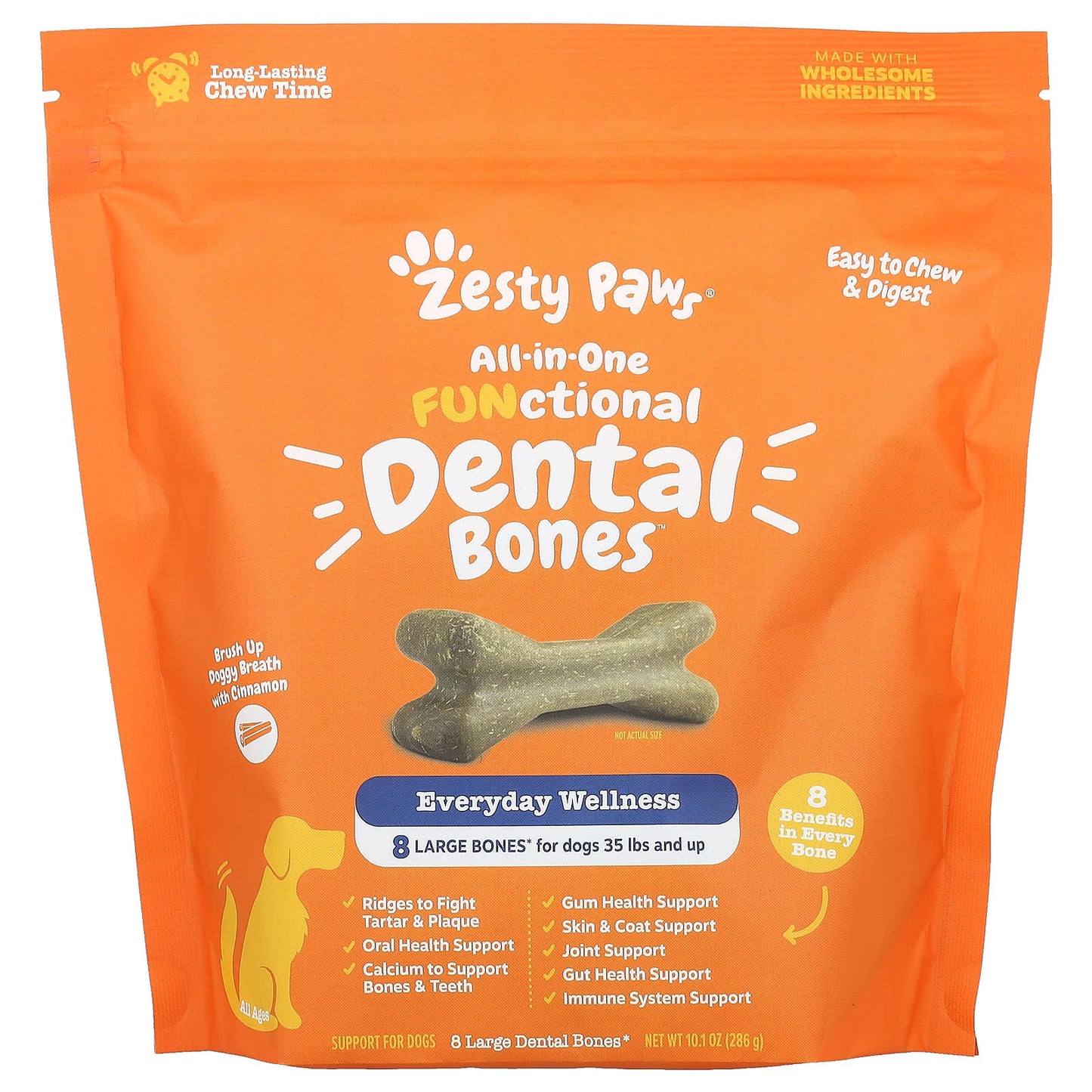 Zesty Paws, All-In-One Functional Dental Bones, For Dogs, All Ages, Cinnamon, 8 Large Dental Bones, 10.1 oz (286 g) - Image 1
