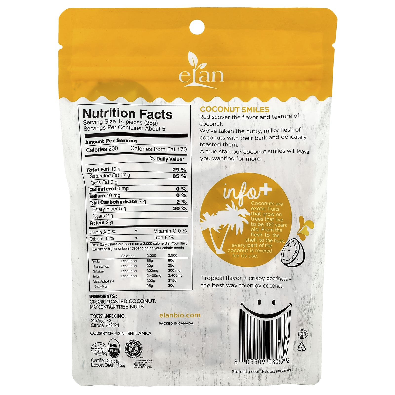 Delicious Organic Coconut Smiles by Elan, 4.4 oz (125 g) | Non-GMO & Gluten-Free - Image 2