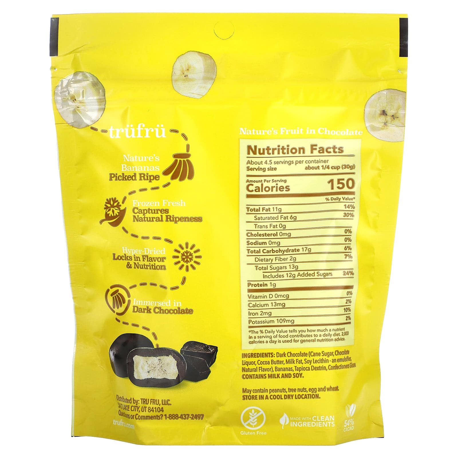 Tru Fru, Nature's Bananas, Dark Chocolate , 4.5 oz (128 g) - Image 2