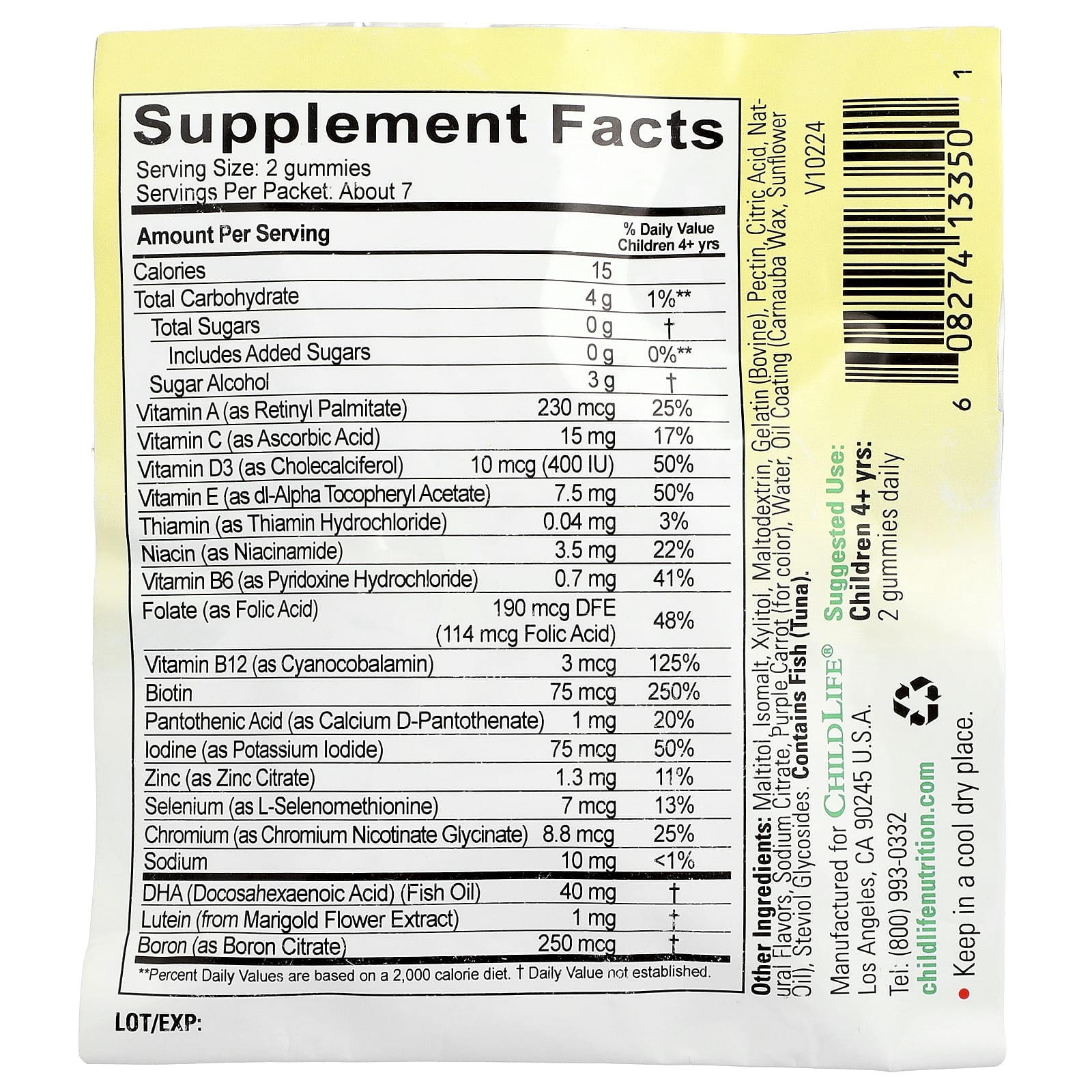 ChildLife Essentials Natural Strawberry Lemon Multivitamin Gummies for Kids, 14 Count - Image 2