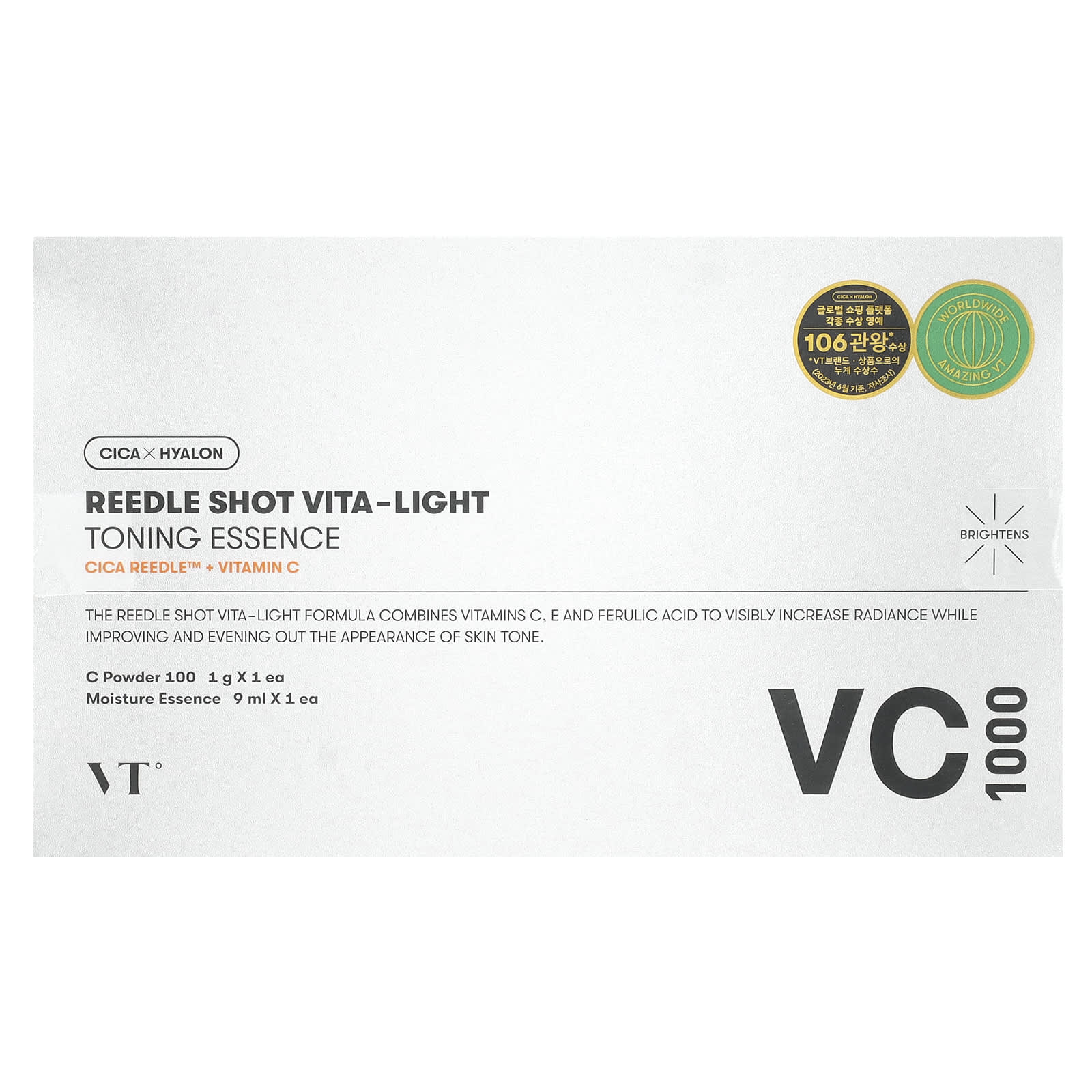 VT Cosmetics, Reedle Shot Vita-Light, Toning Essence, 2 Piece Kit - Image 2