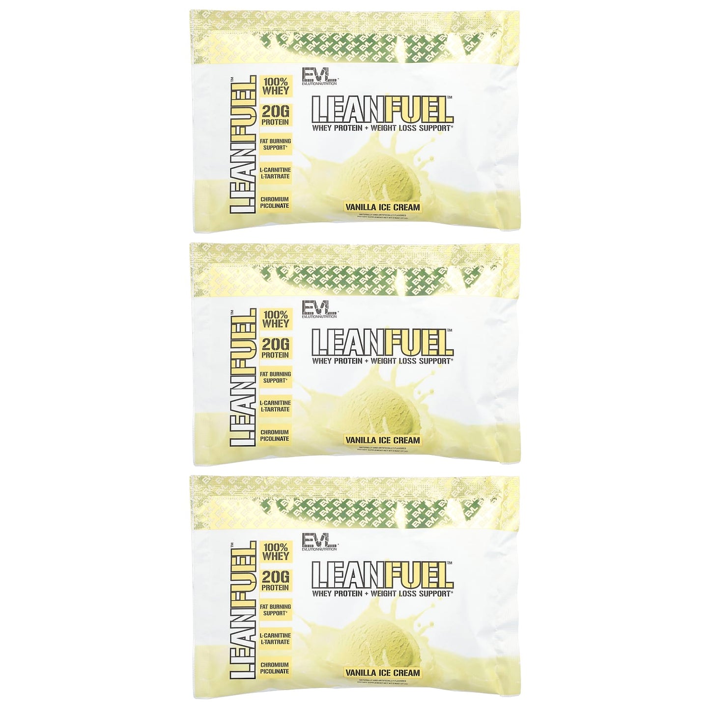 EVLution Nutrition LeanFuel - Vanilla Ice Cream Flavor 3-Pack - Image 1