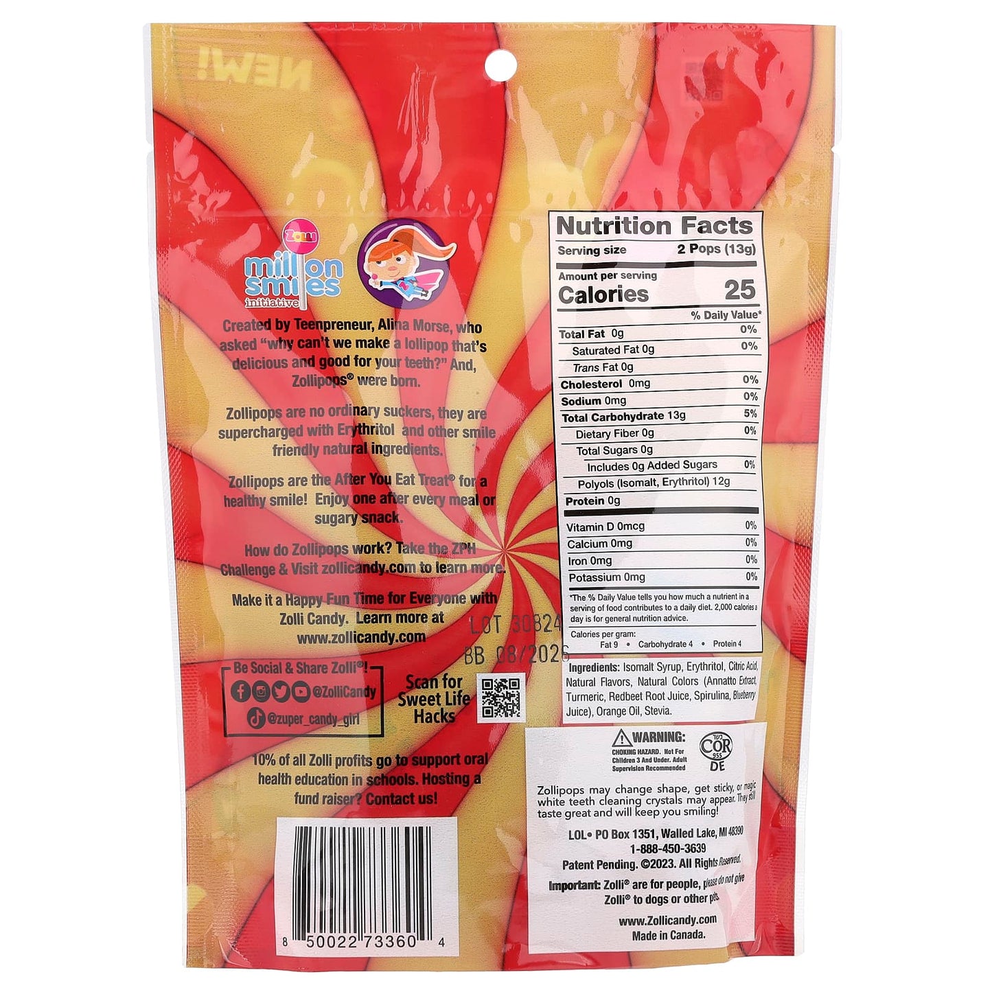 Zollipops, Suckers, Mango + Strawberry, 5.2 oz (147 g) - Image 2
