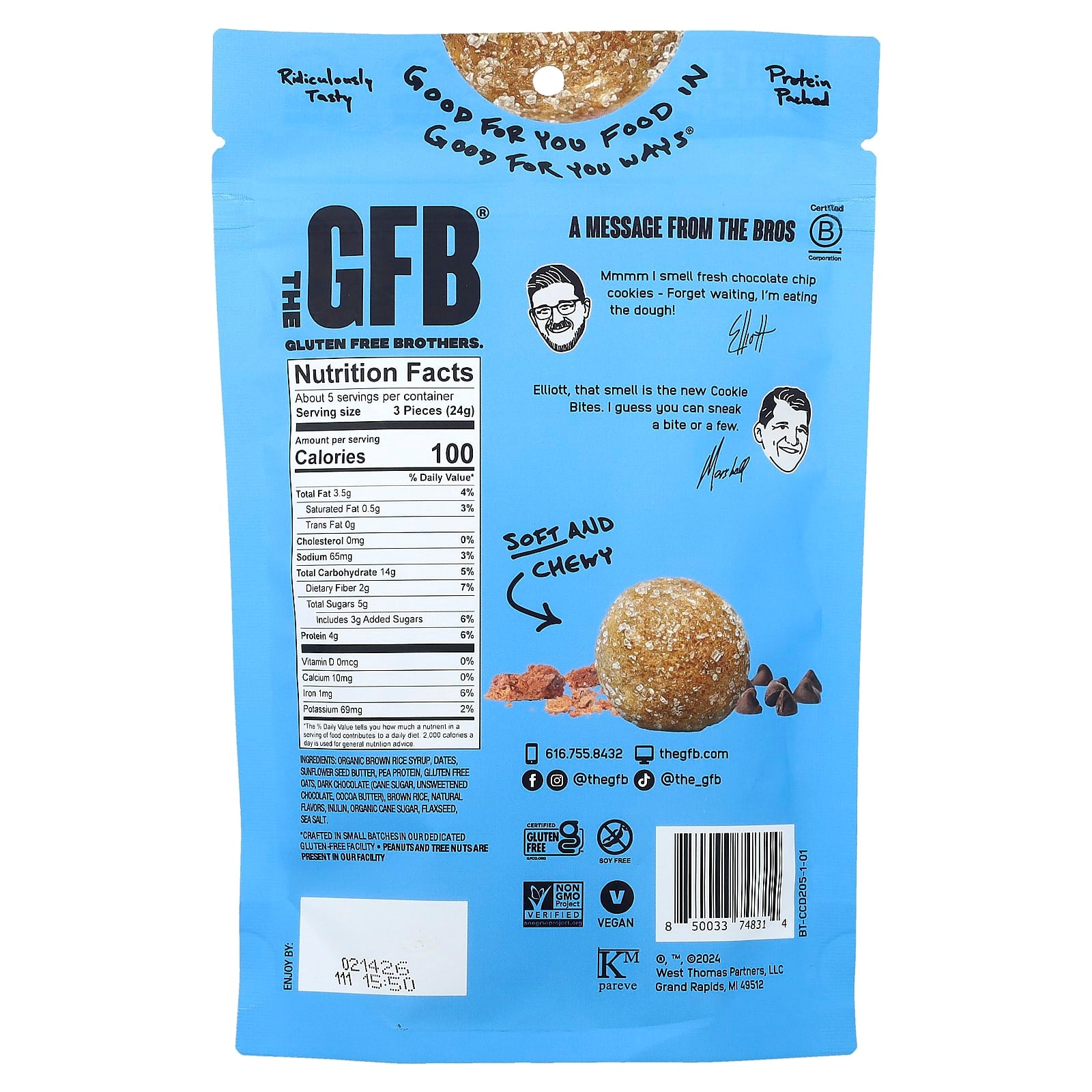 The GFB, Cookie Bites, Chocolate Chip Cookie Dough, 4 oz (113 g) - Image 2
