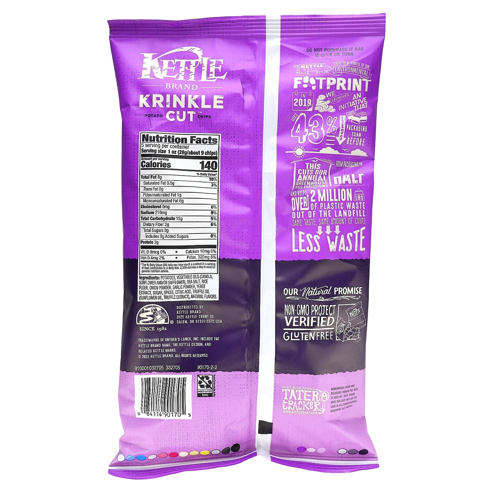 Kettle Foods, Krinkle Cut, Potato Chips, Truffle Oil & Sea Salt, 5 oz (141 g) - Image 2