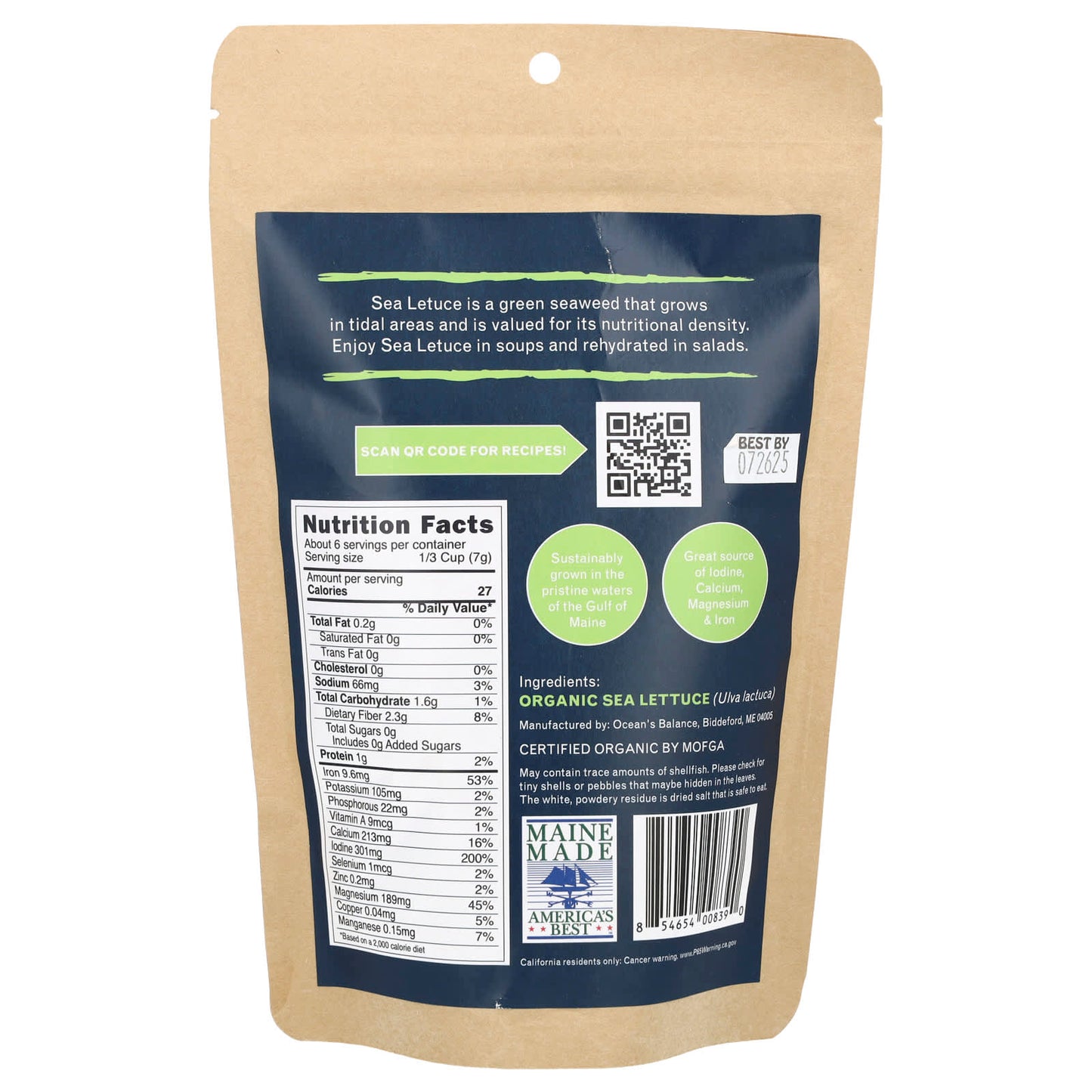 Ocean's Balance, Organic Whole Leaf Sea Lettuce, 1.5 oz (42 g) - Image 2