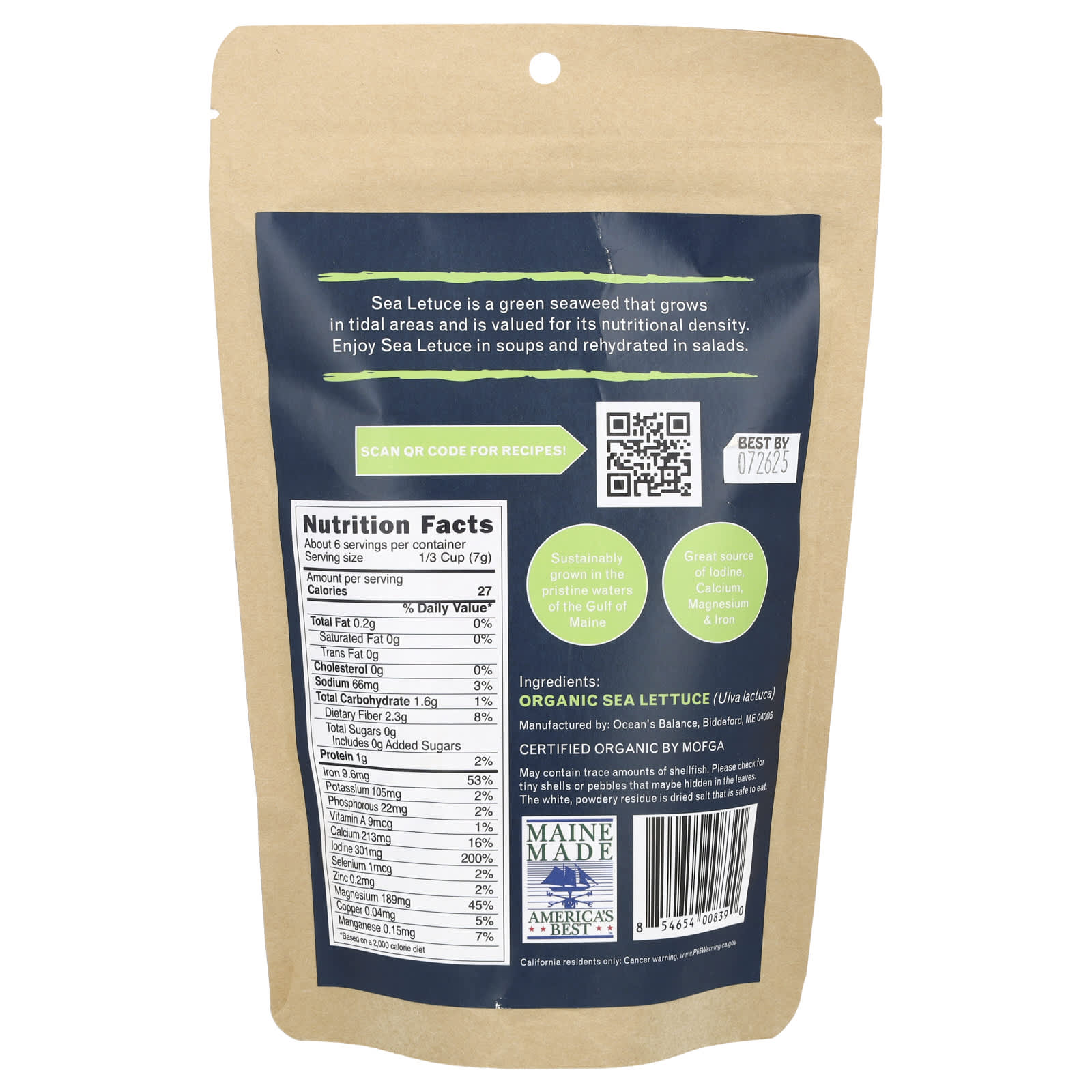 Ocean's Balance, Organic Whole Leaf Sea Lettuce, 1.5 oz (42 g) - Image 2