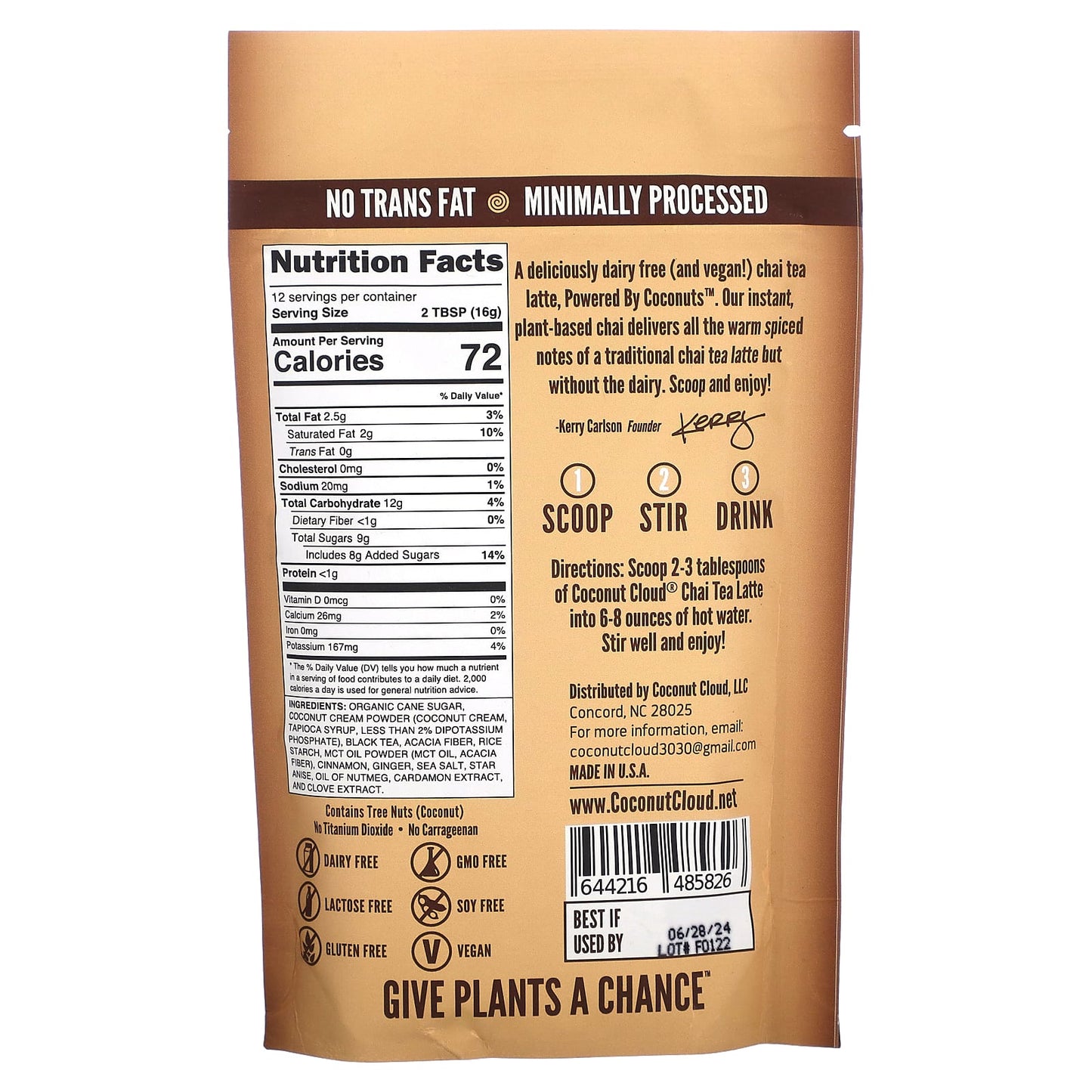 Dairy-Free Vegan Chai Tea Latte by Coconut Cloud, 7 oz - Image 2