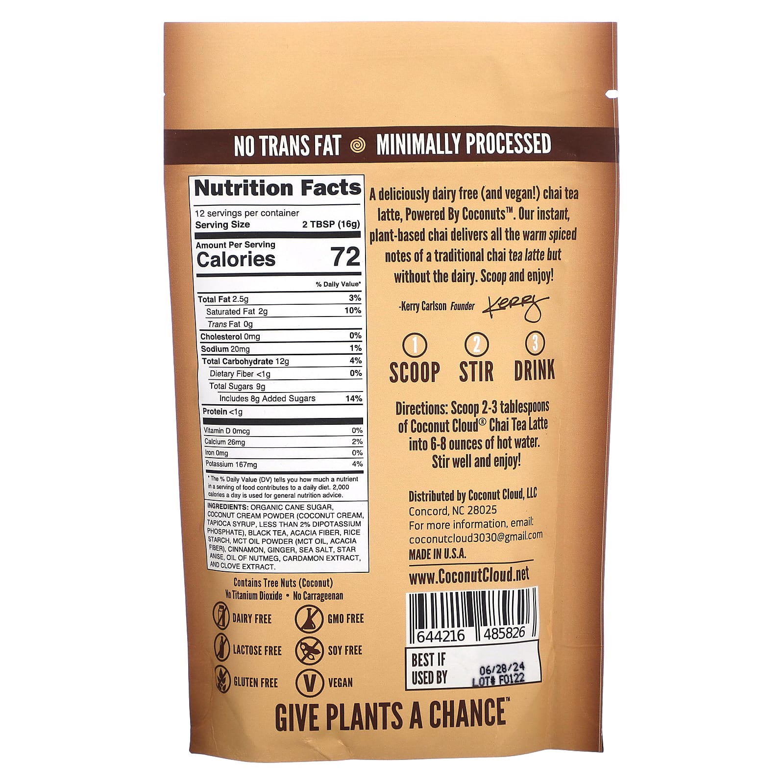 Dairy-Free Vegan Chai Tea Latte by Coconut Cloud, 7 oz - Image 2