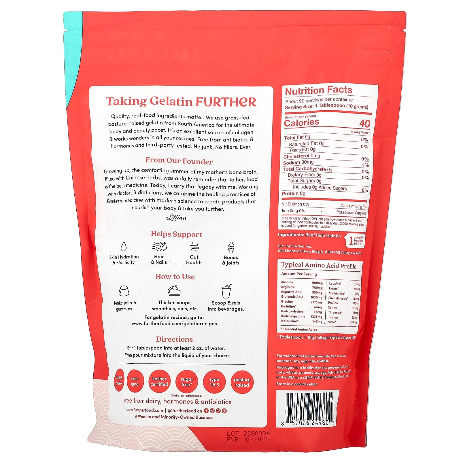 Grass-Fed Gelatin Powder by Further Food: Boost Skin & Joint Health - Image 2