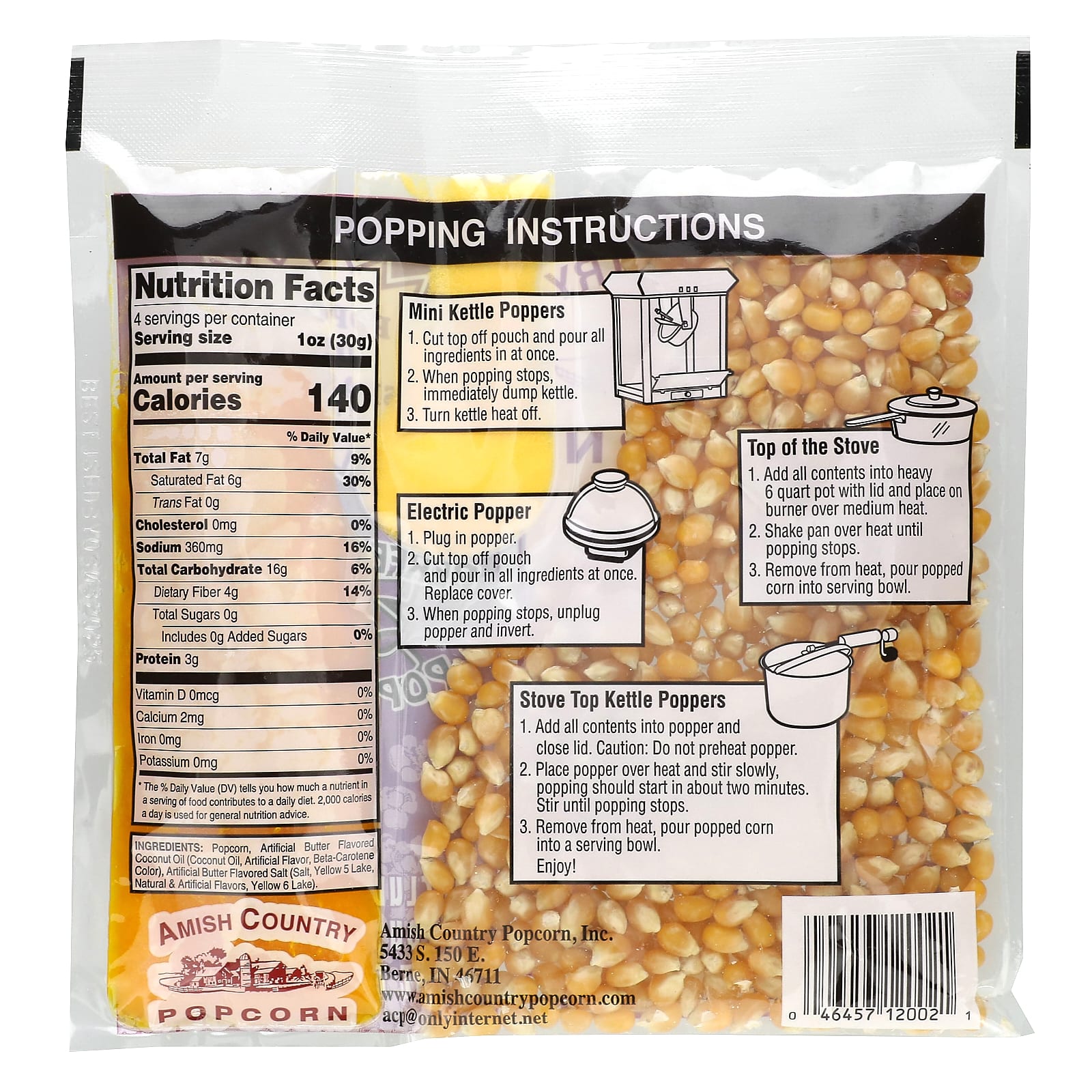 Easy Popcorn Kit by Amish Country Popcorn - 3 in 1 Medium Yellow - Image 2