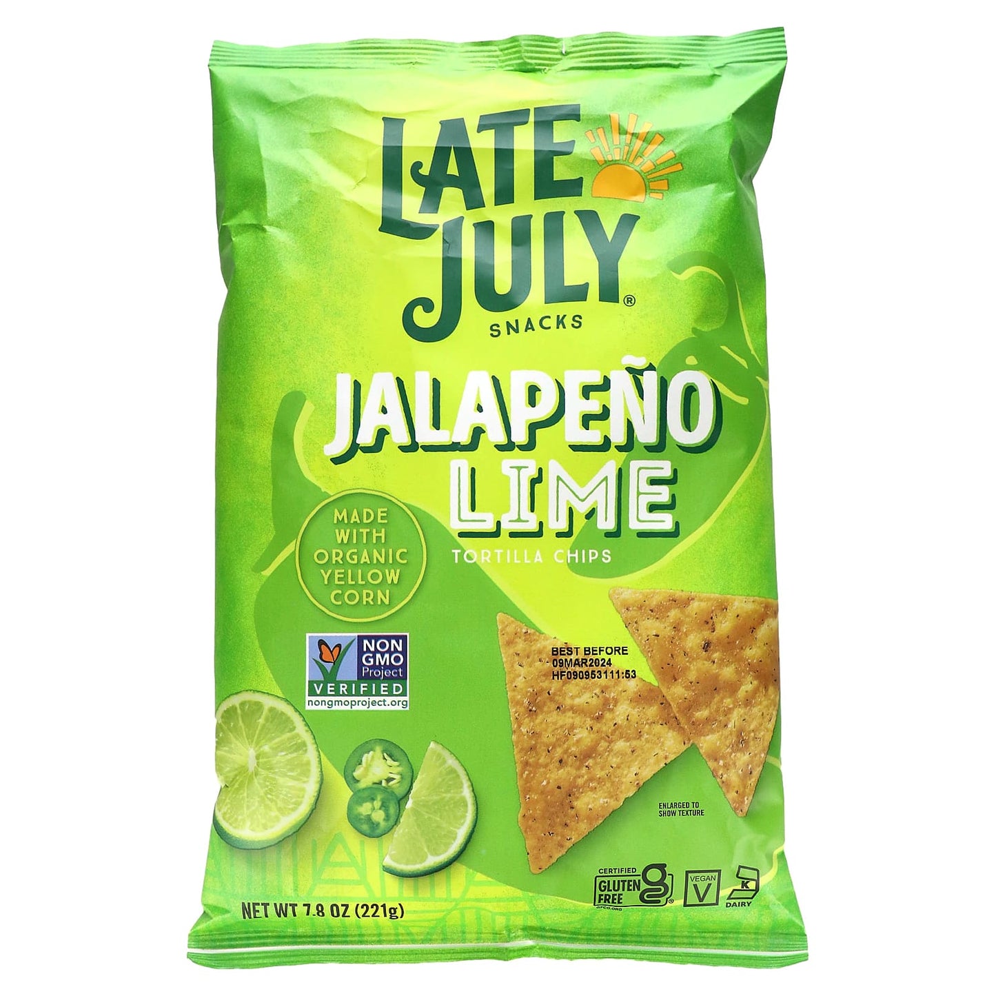 Late July, Tortilla Chips, Jalapeno Lime, 7.8 oz (221 g) - Image 1