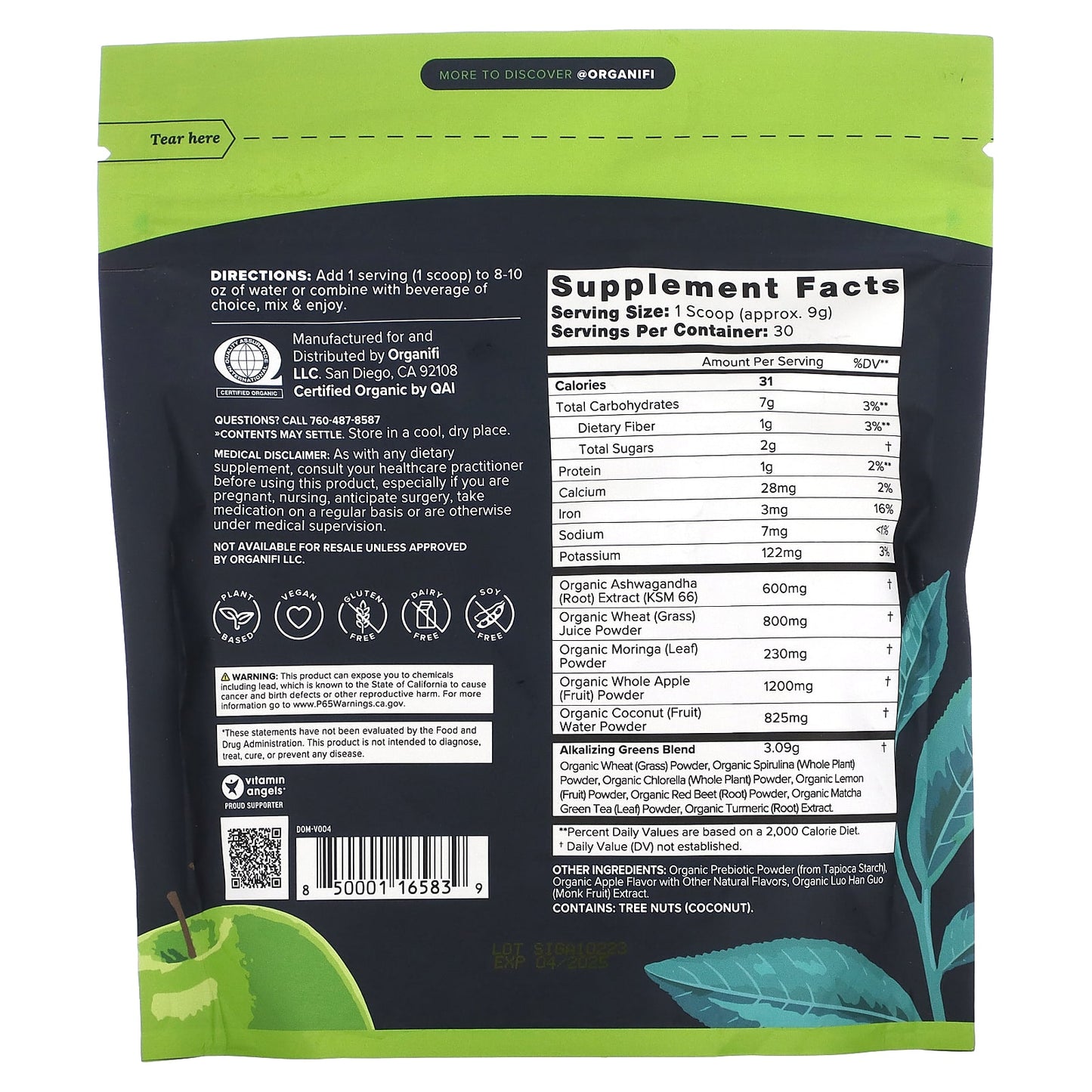 Organifi, Green Juice, Crisp Apple, 9.5 oz (270 g) - Image 2