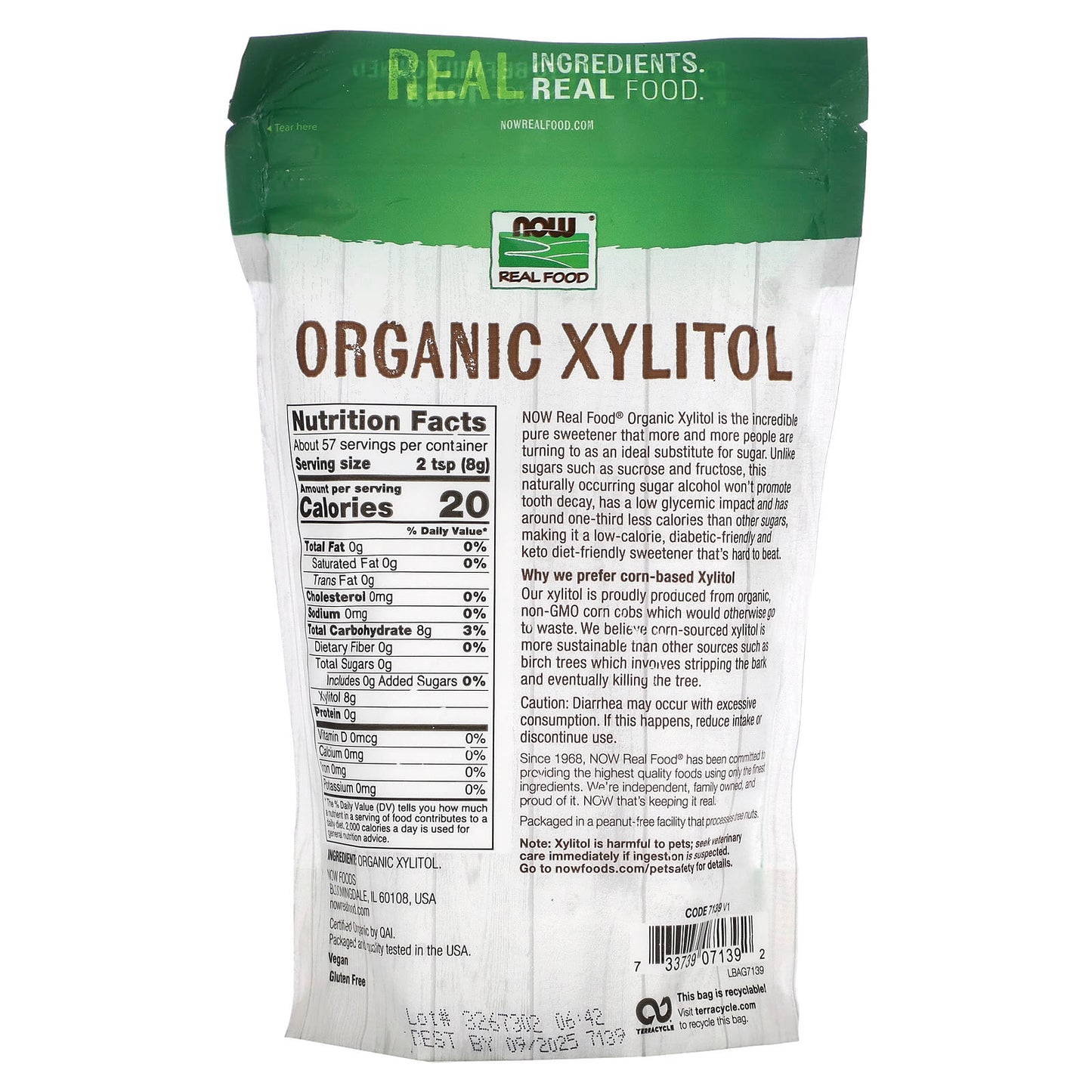 NOW Foods, Real Food, Organic Xylitol, 1 lb (454 g) - Image 2