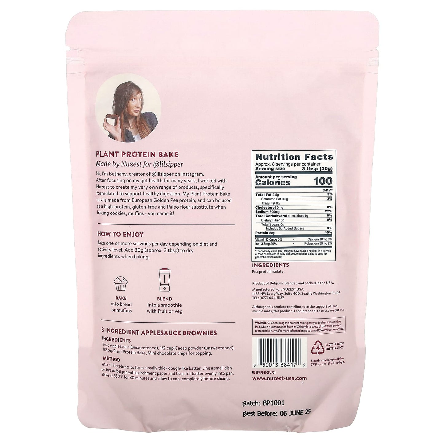 Nuzest, Plant Protein Bake, 8.8 oz (250 g) - Image 2