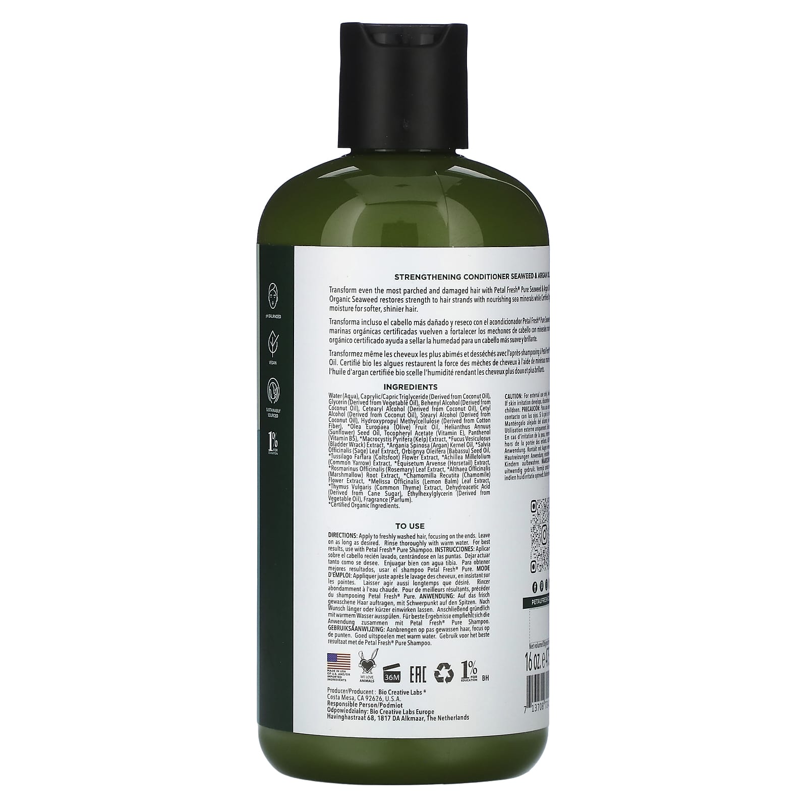 Petal Fresh, Strengthening Conditioner, Seaweed & Argan Oil, 16 fl oz (475 ml) - Image 2